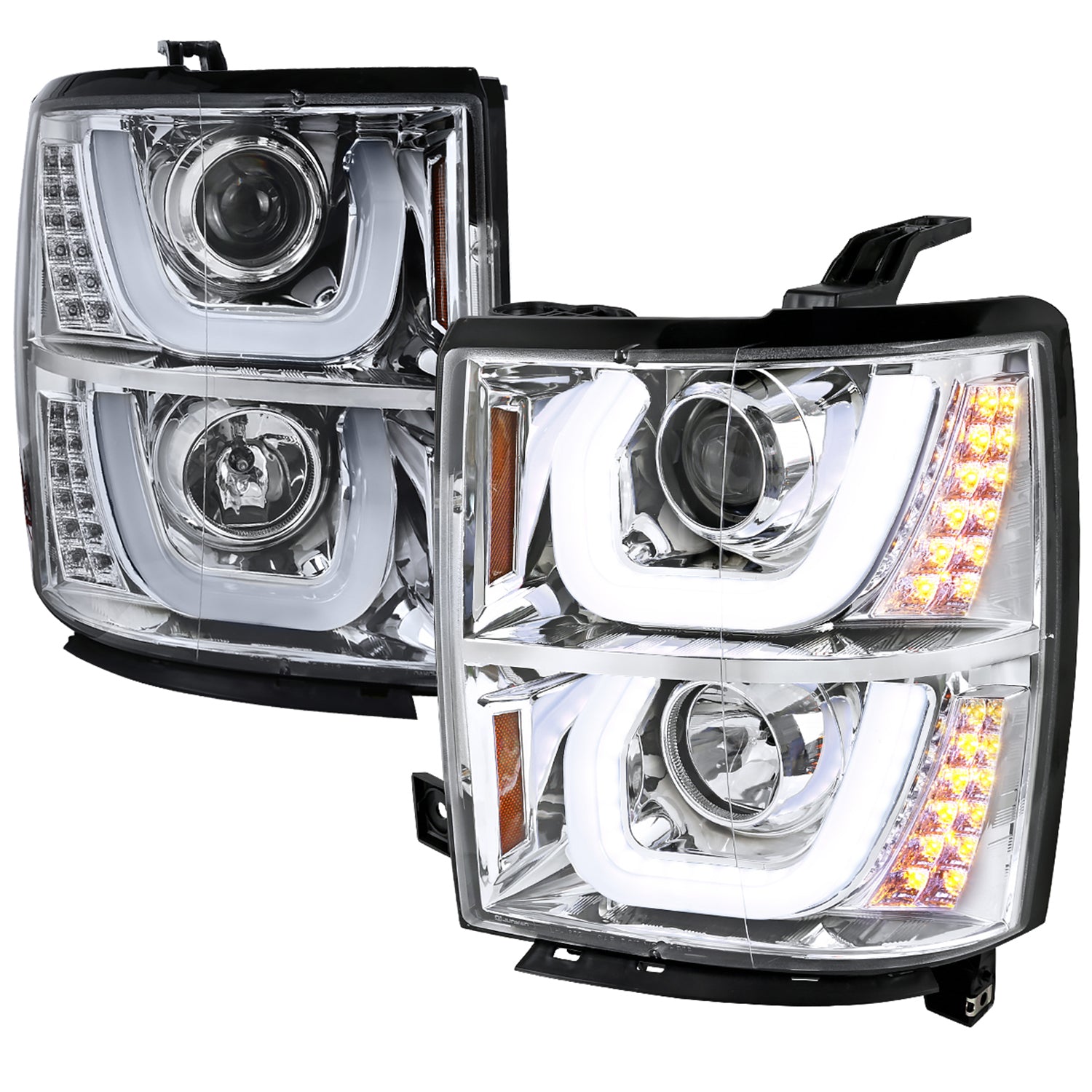 2014-2015 Chevy Silverado 1500 Dual LED U-Bar Headlights LED Signal Lights