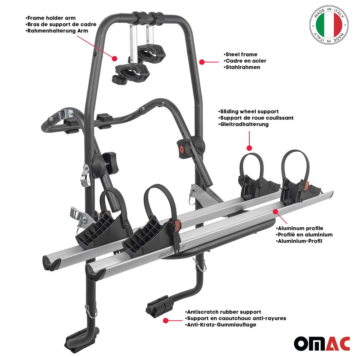 2014-2020 Fiat 500L Alu 2 Bike Rack Carrier Trunk Bike Rack Black Gray