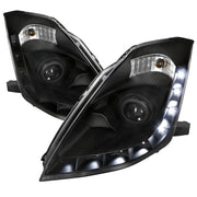 2006-2009 Nissan 350Z SMD LED Light Projector Headlights Matt Black/Clear