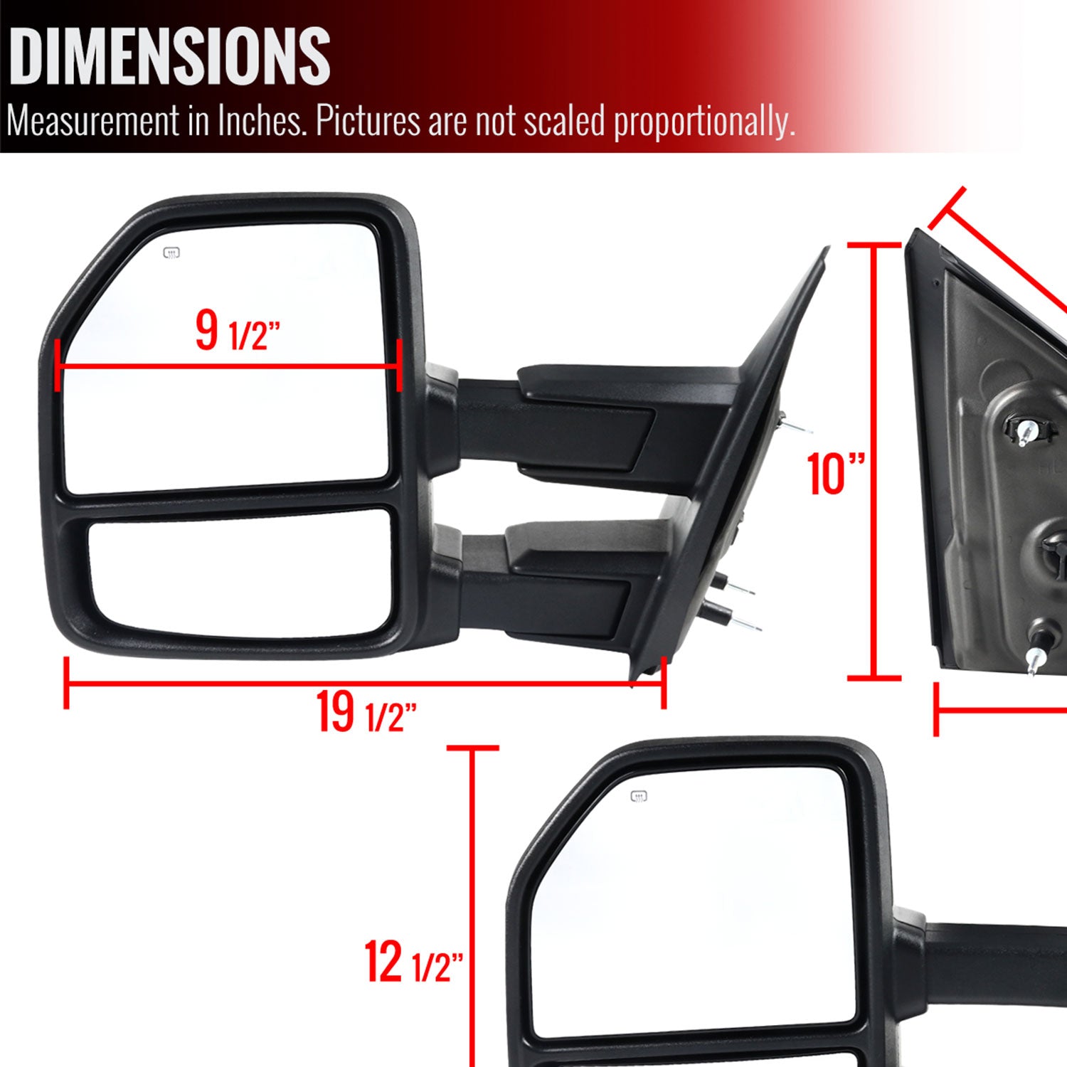 2007-2014 Ford F-150 Chrome Heated Towing Mirrors Smoke Turn & Puddle Lights