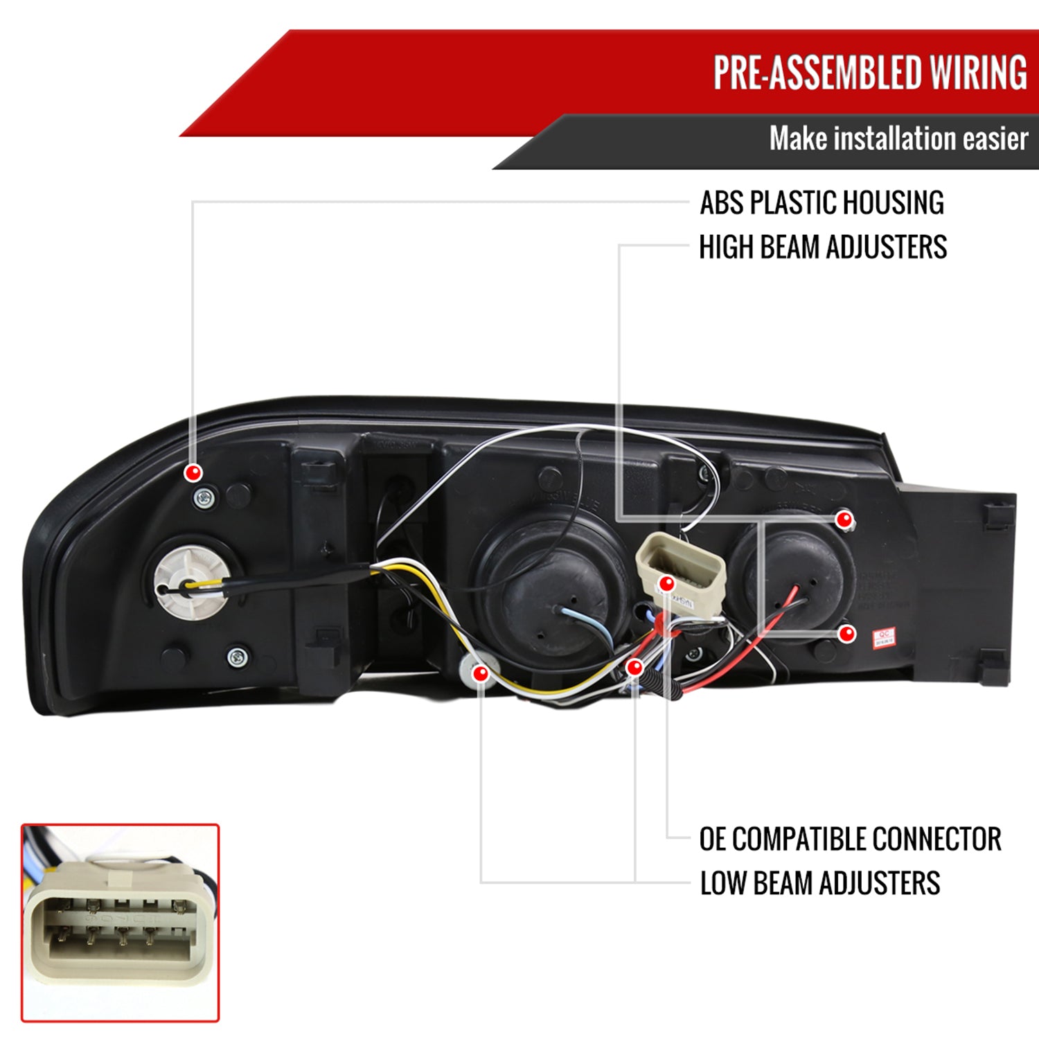 2000-2005 Chevy Impala Dual Halo Projector Headlights Glossy Black/Smoke Lens