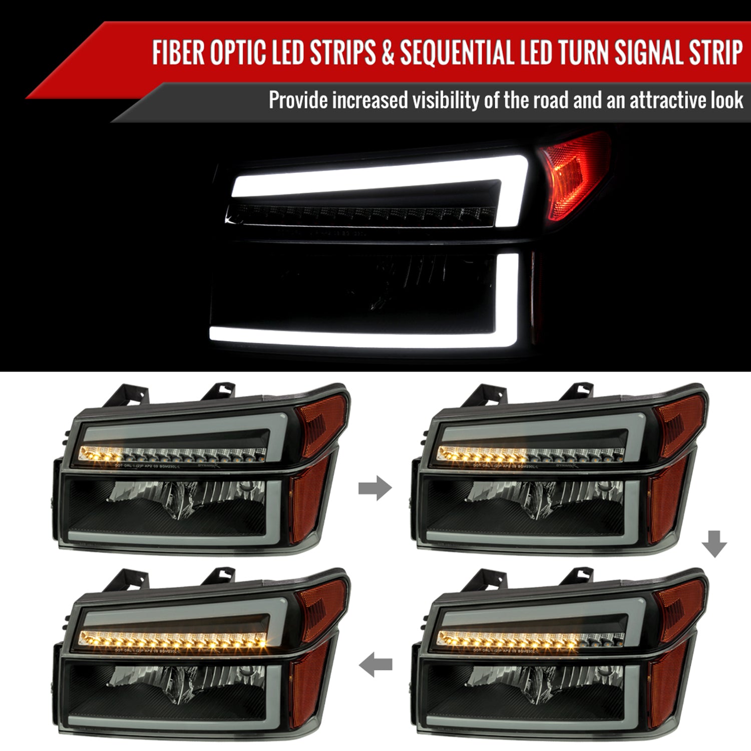 2004-2012 Chevy Colorado/ Canyon/ISUZU I-Series Factory Headlights LED Smoke