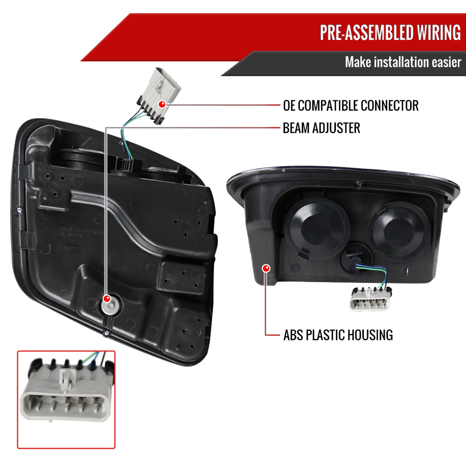 1997-2004 Chevy Corvette C5 H7 Projector Headlights Matte Black/Clear Lens