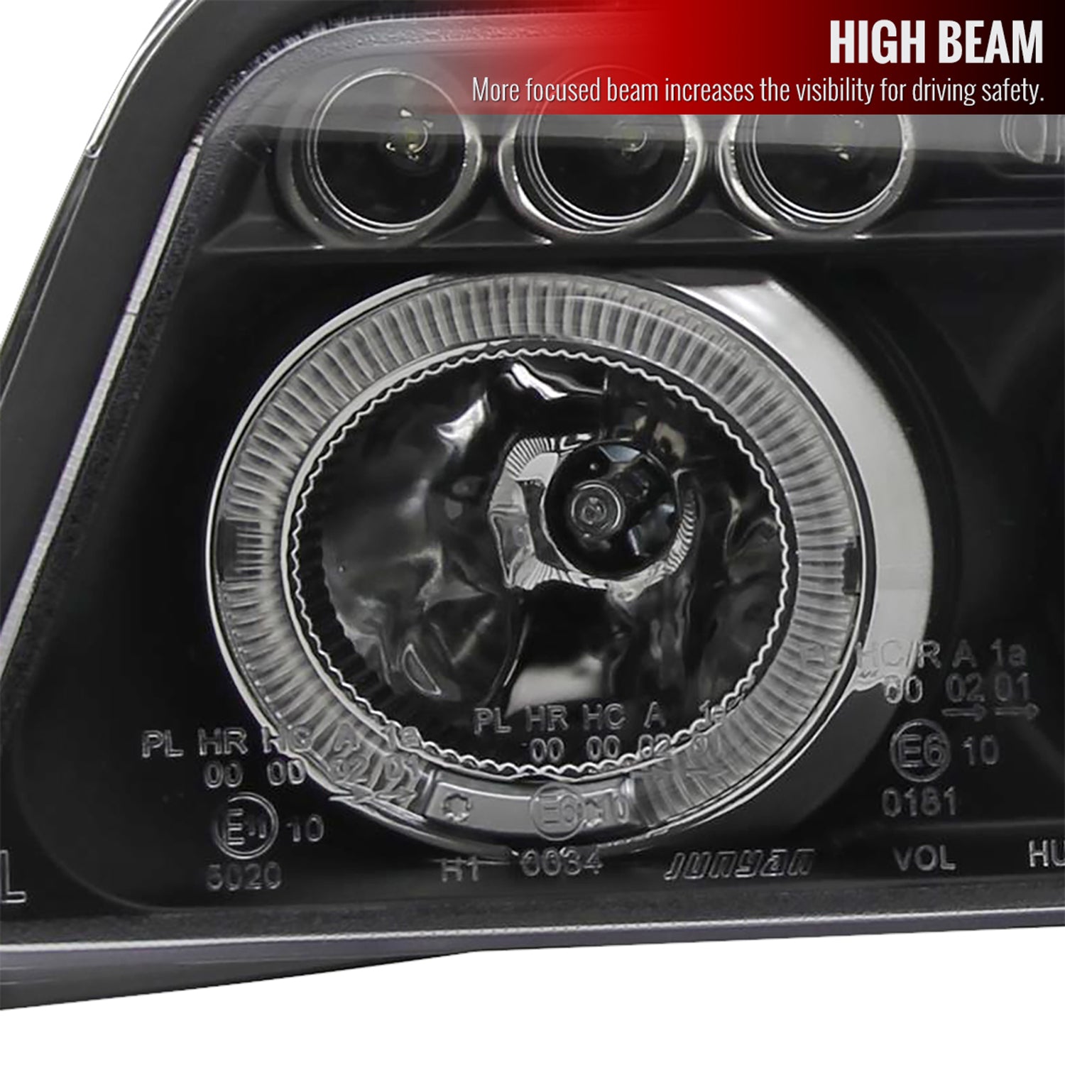 1999-2001 Audi A4/S4 Dual Halo Projector Headlights Matte Black/Clear Lens