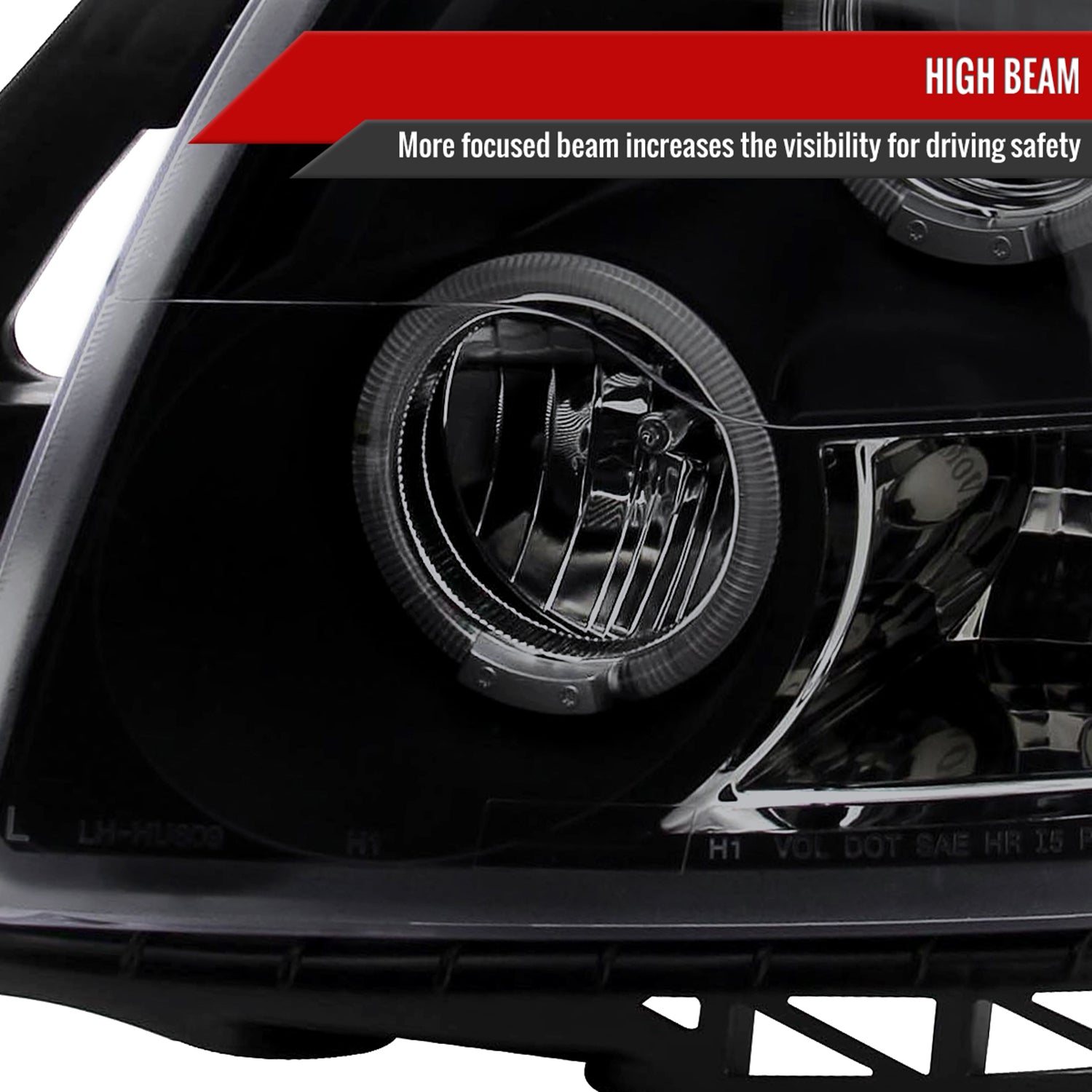 2006-2009 Ford Fusion Dual Halo Projector Headlights Glossy Black/Smoke Lens