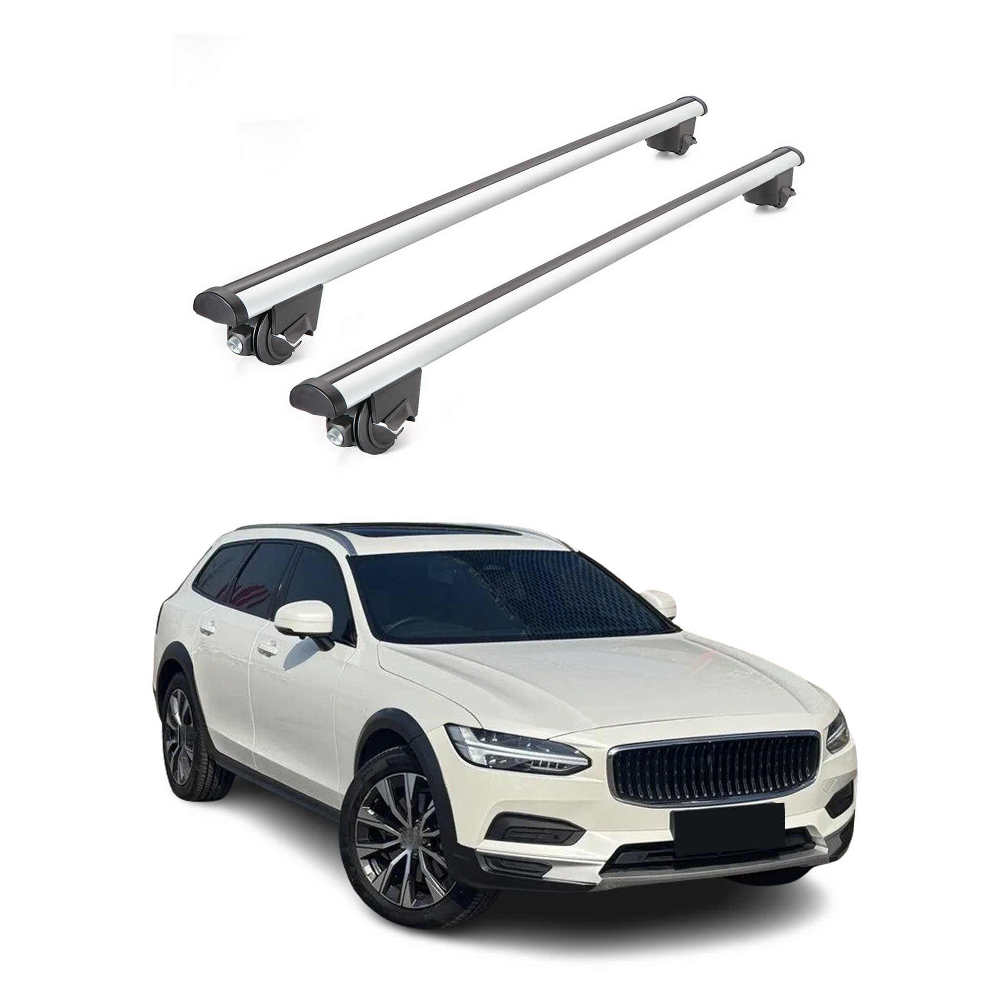 2017-2024 Volvo V90 Cross Country Roof Rack Cross Bars Silver