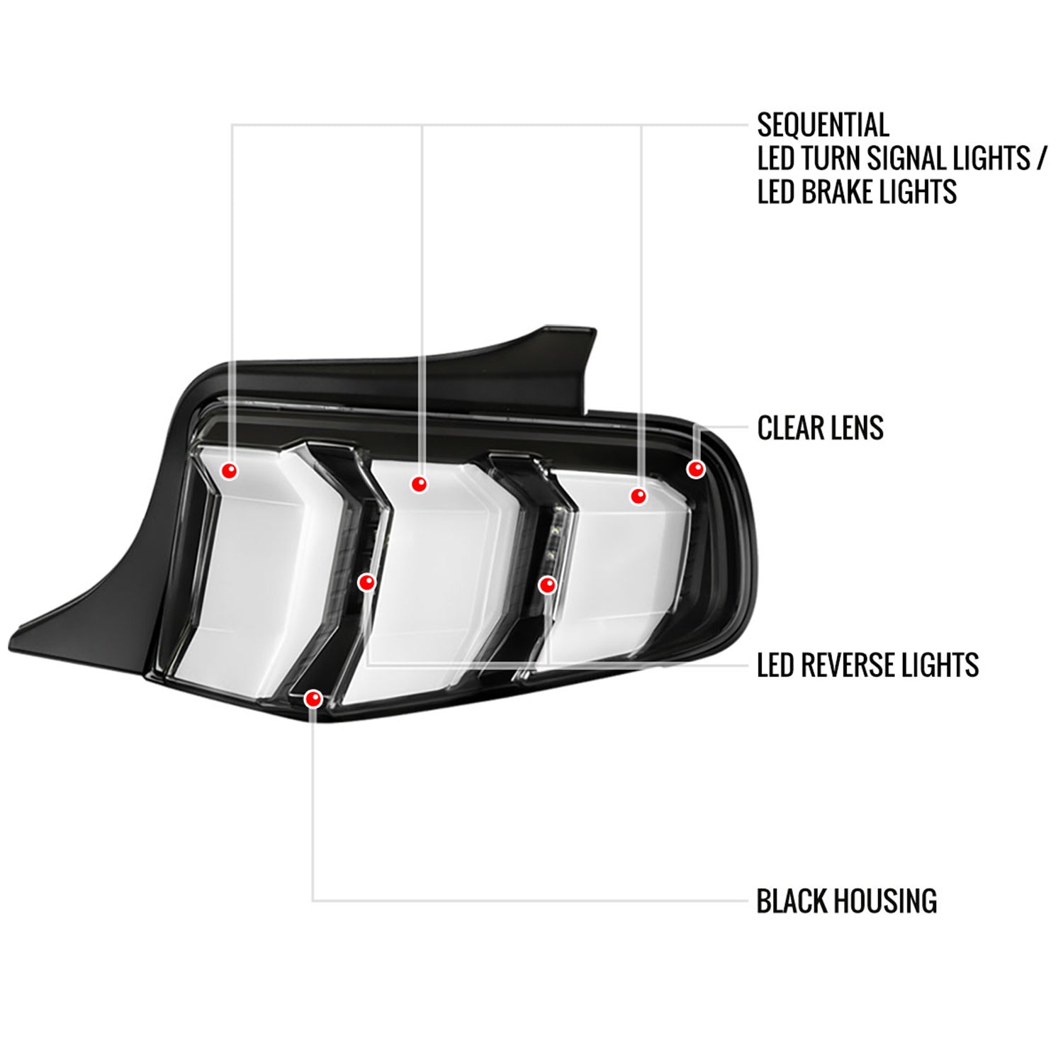 2010-2012 Ford Mustang Sequential LED Tail Lights Matte Black/Clear Lens