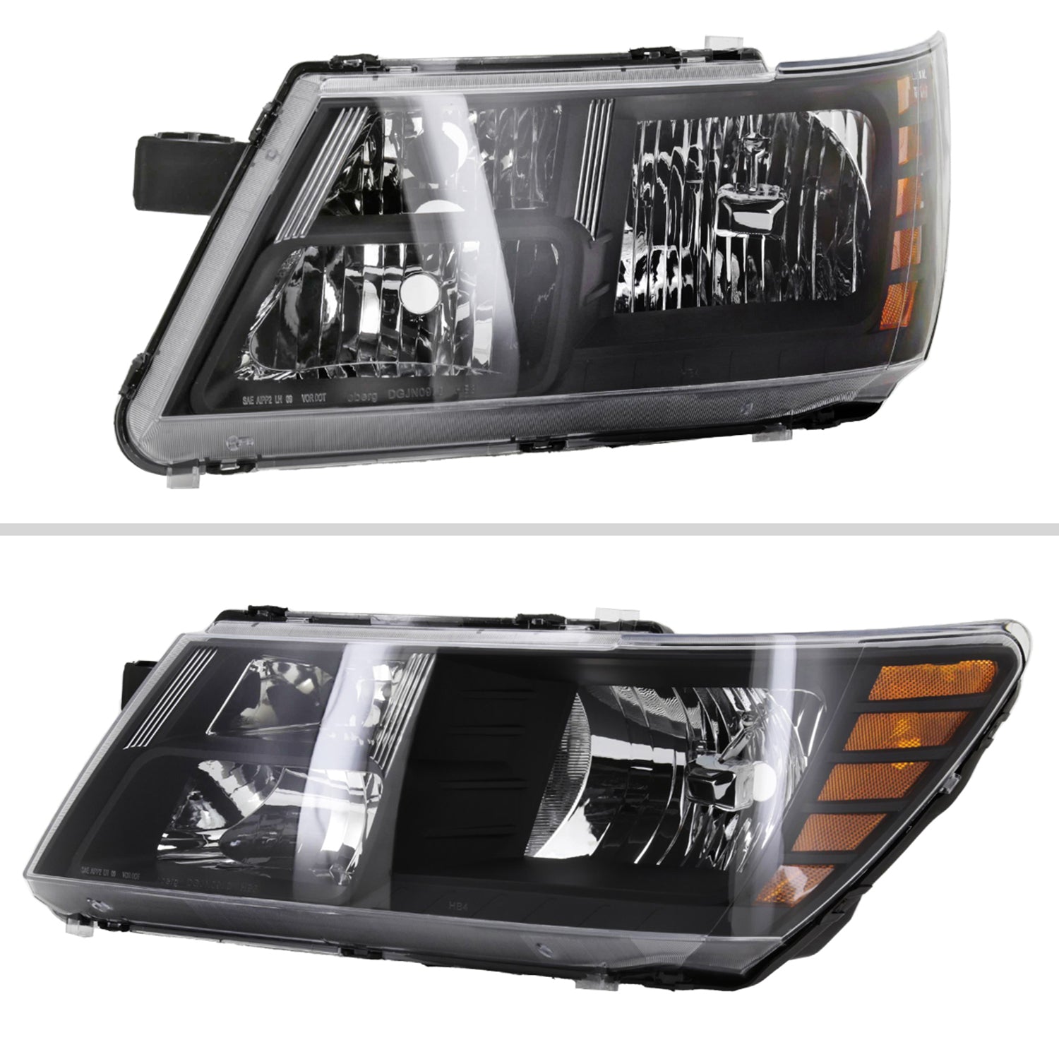 2009-2020 Dodge Journey Factory Style Headlights Matte Black/Clear Lens