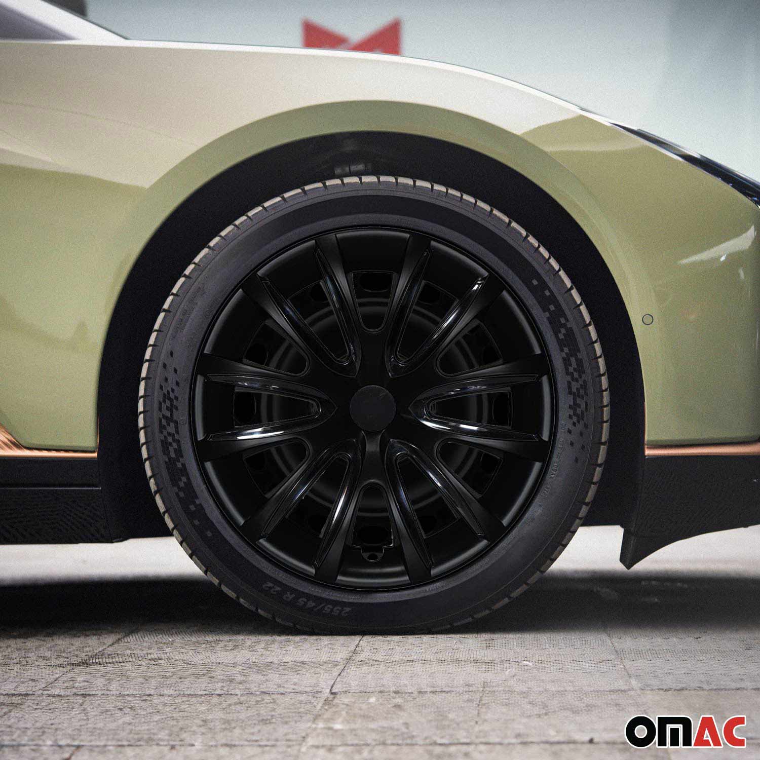Bicolo Hub Caps Wheel Cover 15" Black Matt & Black Full Set 4 pcs.