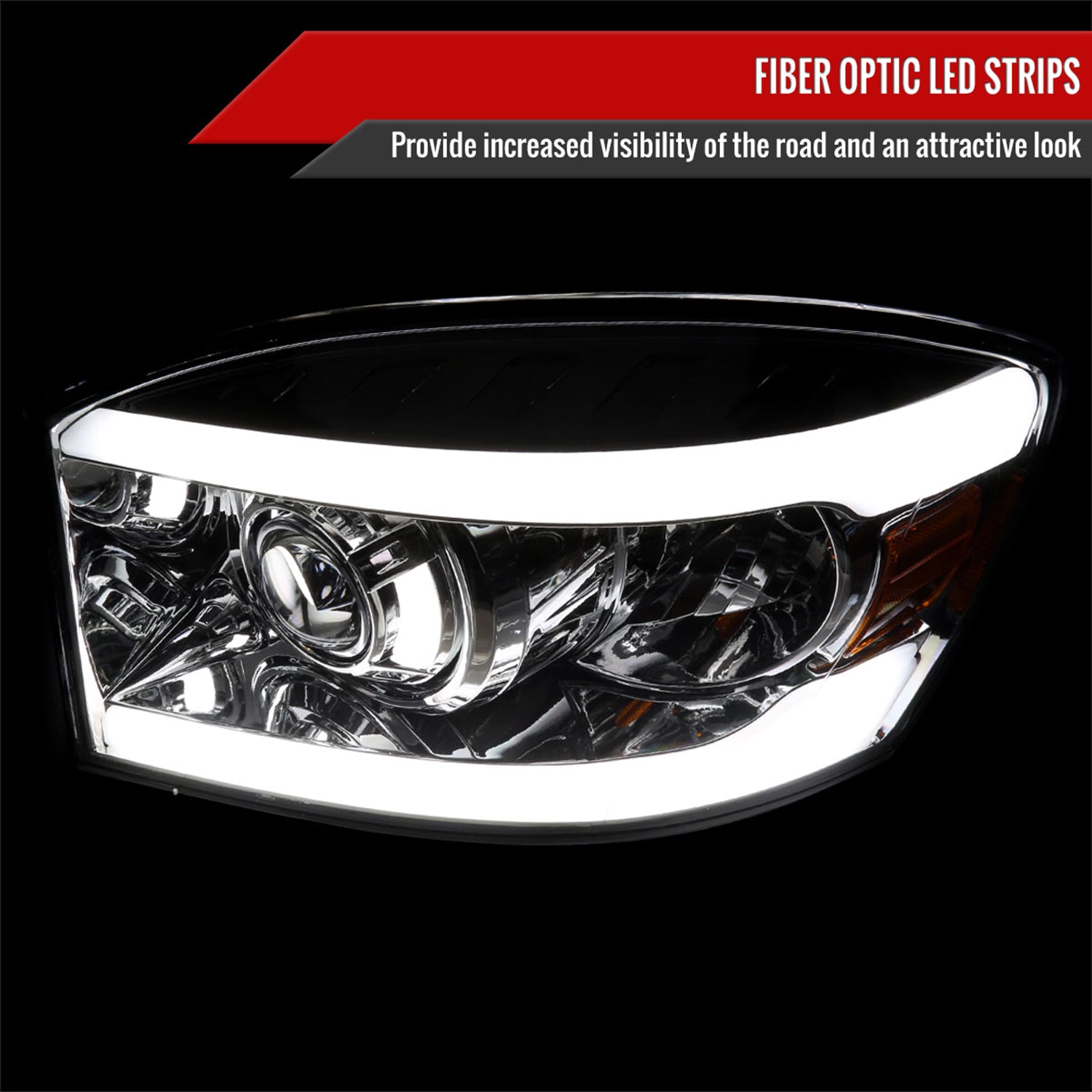 2006-2008 Dodge RAM 1500/ 06-2009 Dodge RAM 2500/3500 LED Tube Headlights Smoke