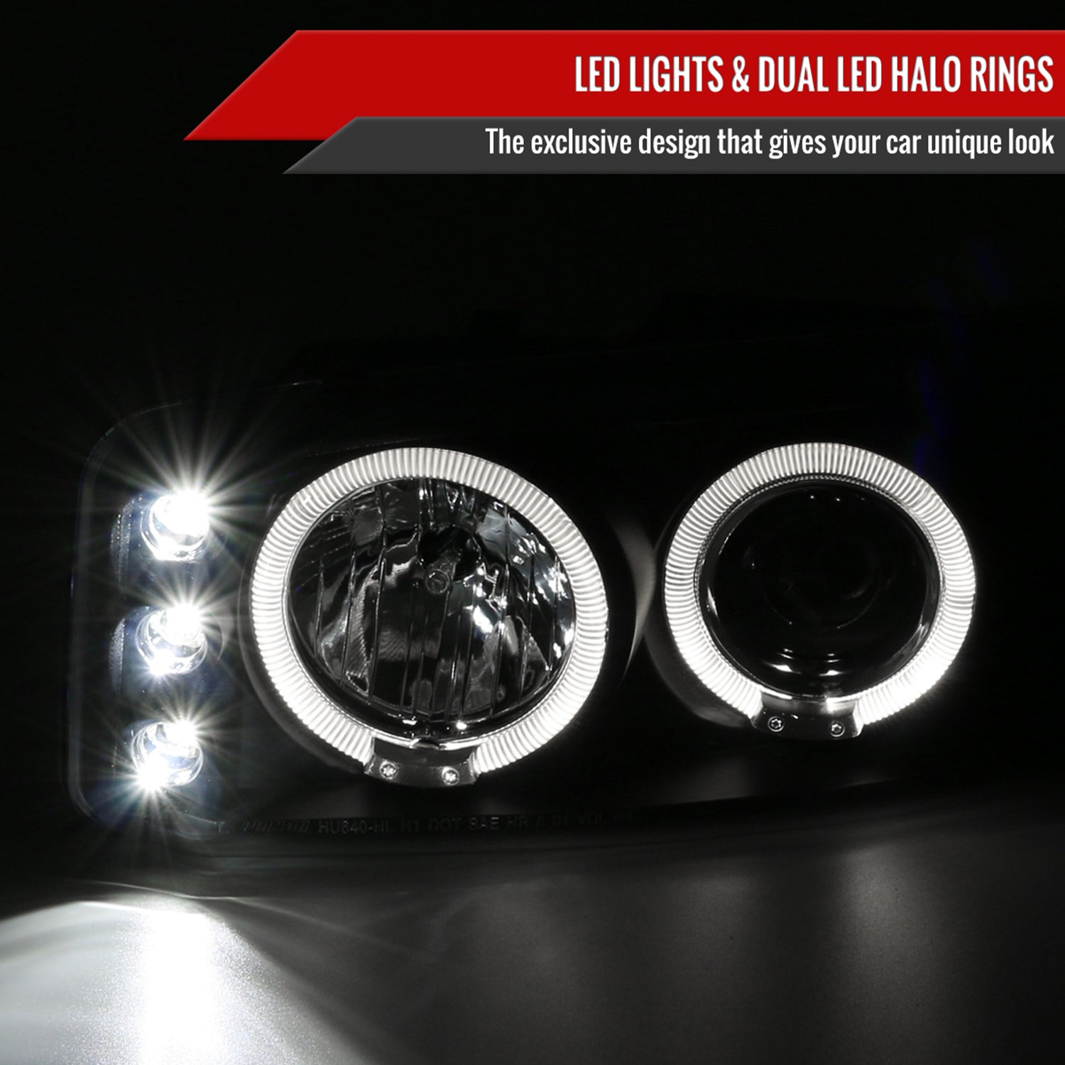 1999-2006 GMC Sierra/ Yukon/Yukon XL Dual Halo Headlights LED Matte Black