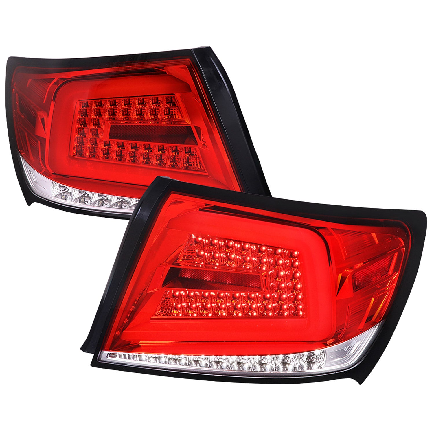 2008-2014 Subaru Impreza WRX/STI LED Bar Turn Signal Tail Lights Chrome/Red