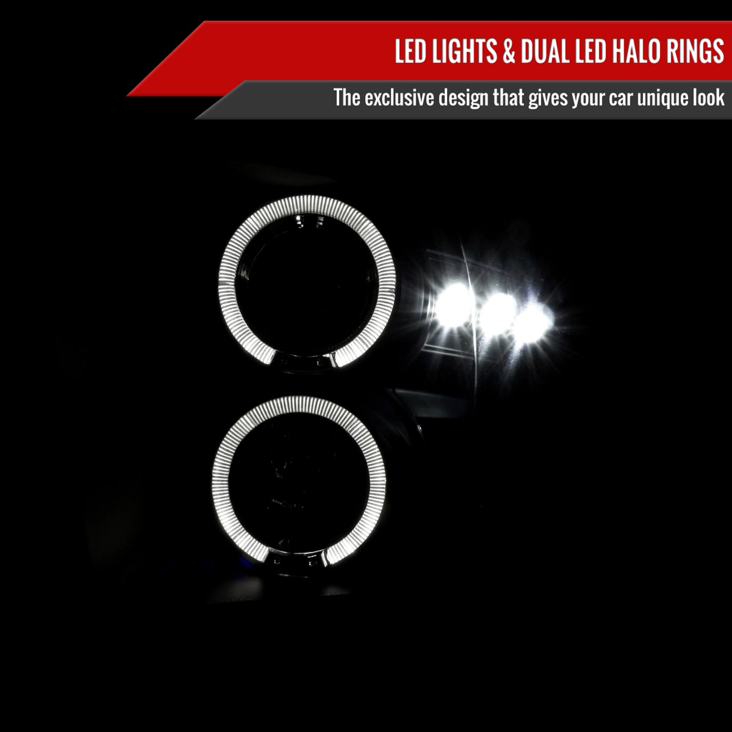 2009-2018 Dodge RAM 1500 / RAM 2500 3500 Dual Halo Headlights Matte Black