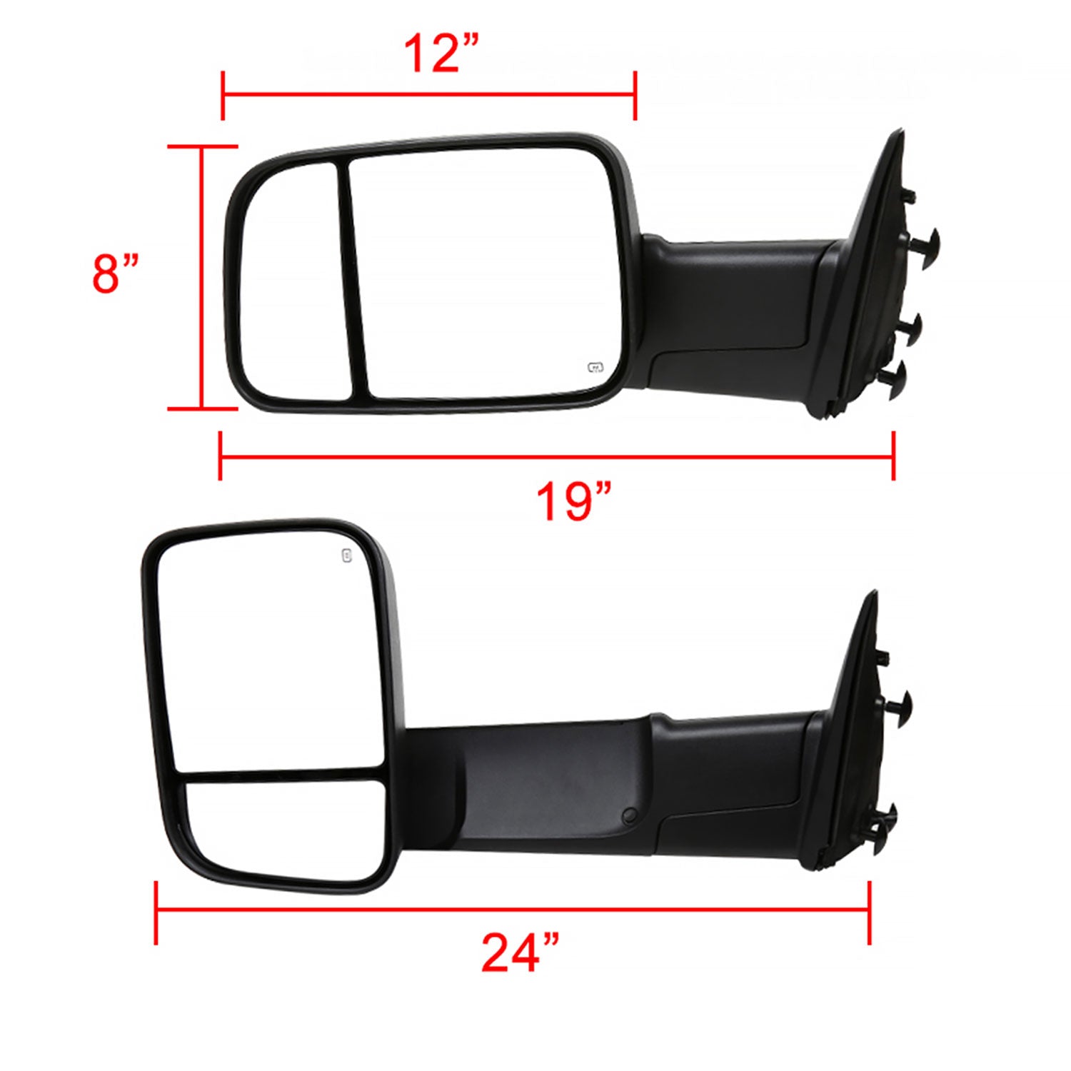 2009-2012 Dodge RAM 1500 Heated Towing Mirrors Clear Lens Turn & Puddle Lights