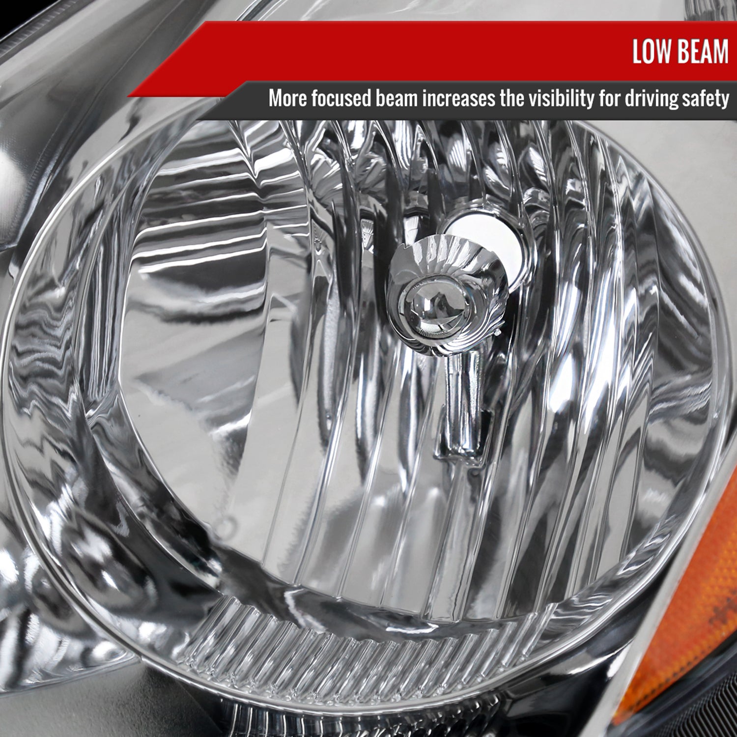 2006-2010 Toyota Sienna Factory Headlights w/Amber Reflector Chrome/Clear