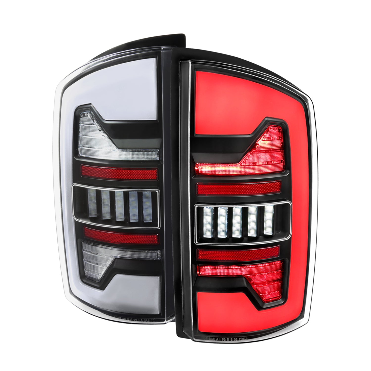 2007-2009 Dodge RAM 1500/2500/3500 White LED Bar Tail Lights Matte Black/Clear