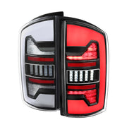 2007-2009 Dodge RAM 1500/2500/3500 White LED Bar Tail Lights Matte Black/Clear