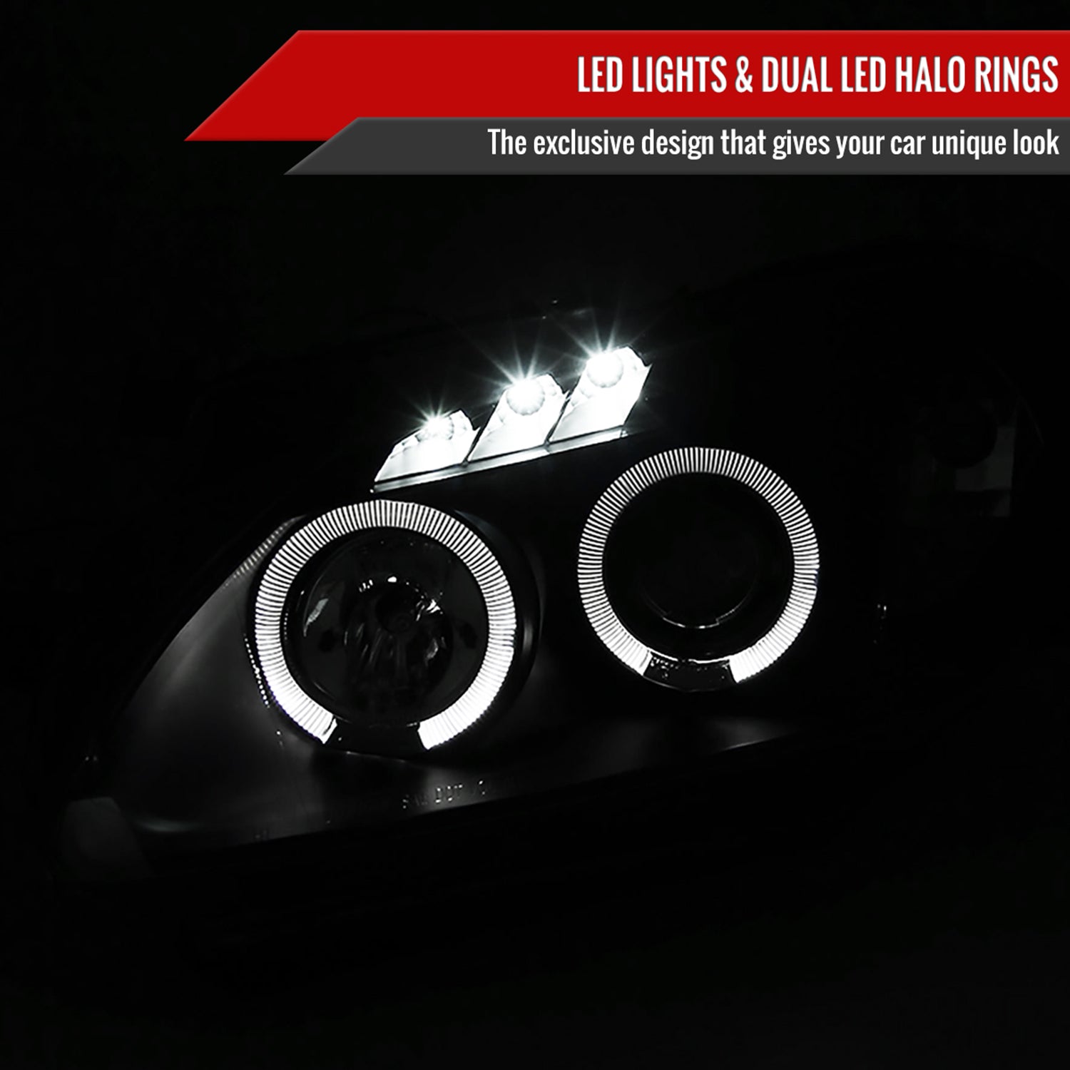 2004-2009 Honda S2000 AP2 Dual Halo Projector Headlights Matte Black/Clear