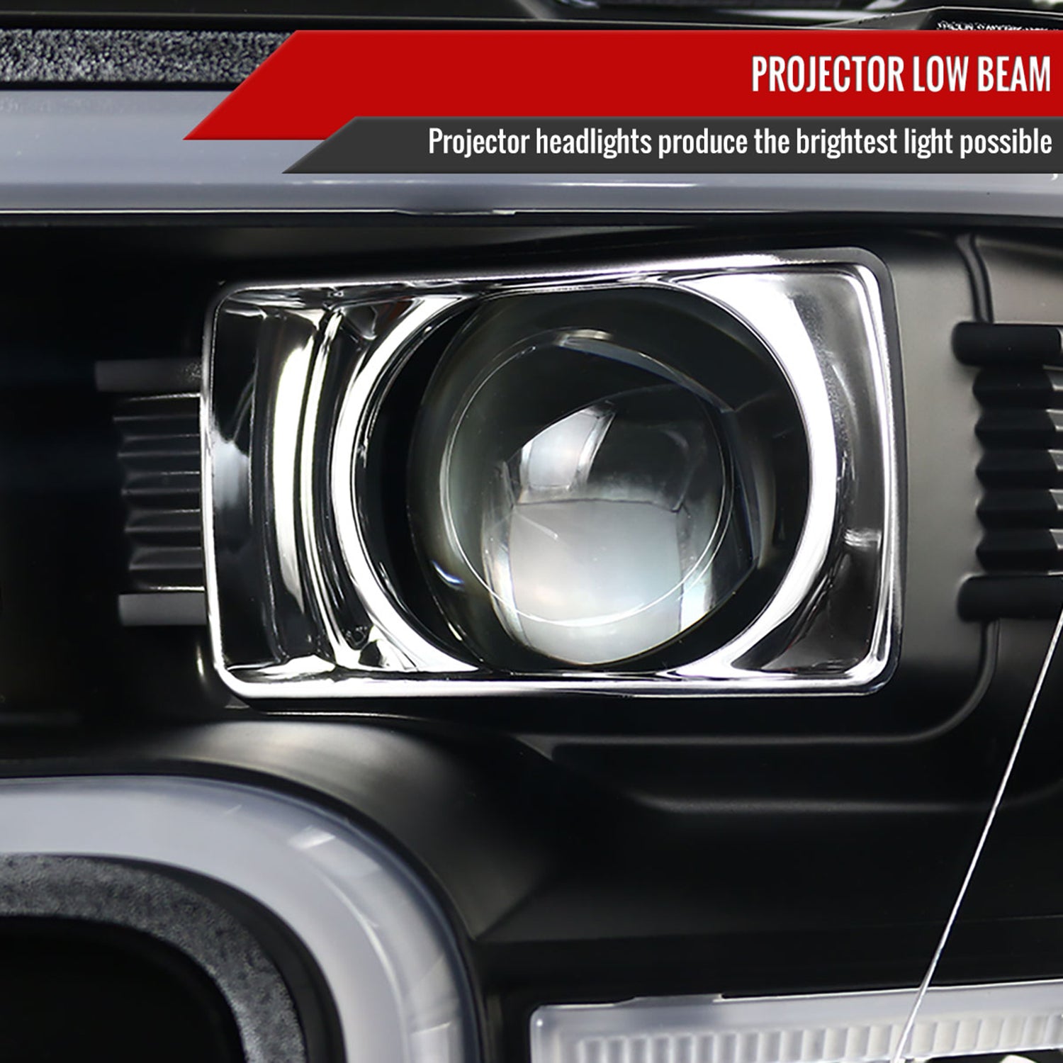2015-2017 Ford F-150 LED Bar Projector Headlights Matte Black/Clear Lens