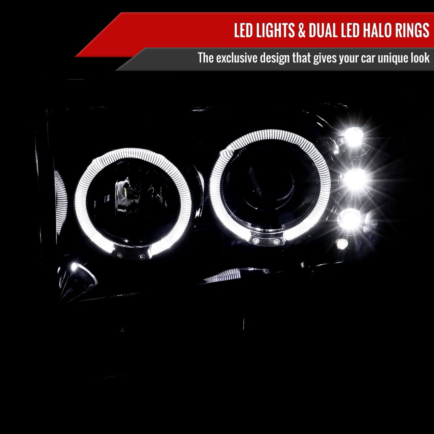 1999-2004 Ford Excursion F-250 F-350 F-450 F-550 Dual Halo Headlights Smoke