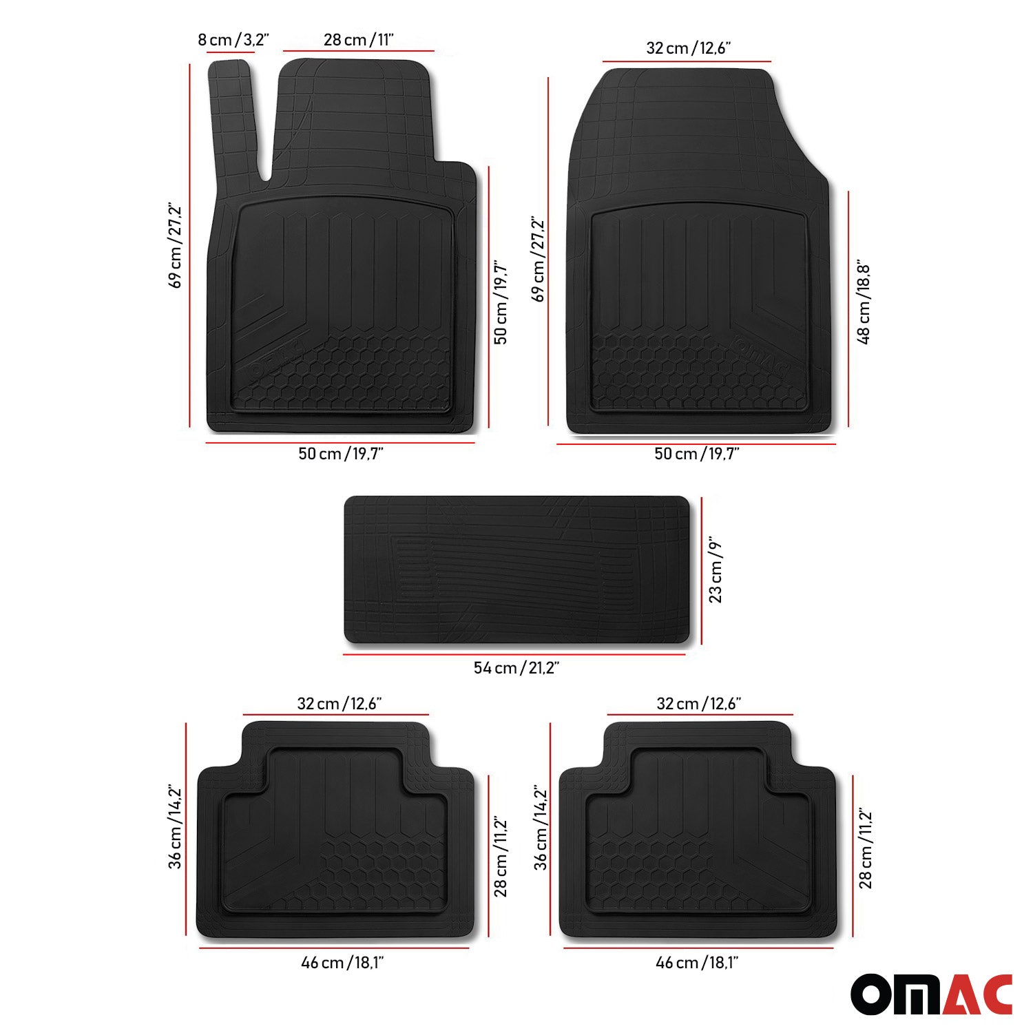 1992-2026 Ford Econoline Semi-Custom fit Floor Mats Liner All Weather 3D Black Waterproof 5 Pcs
