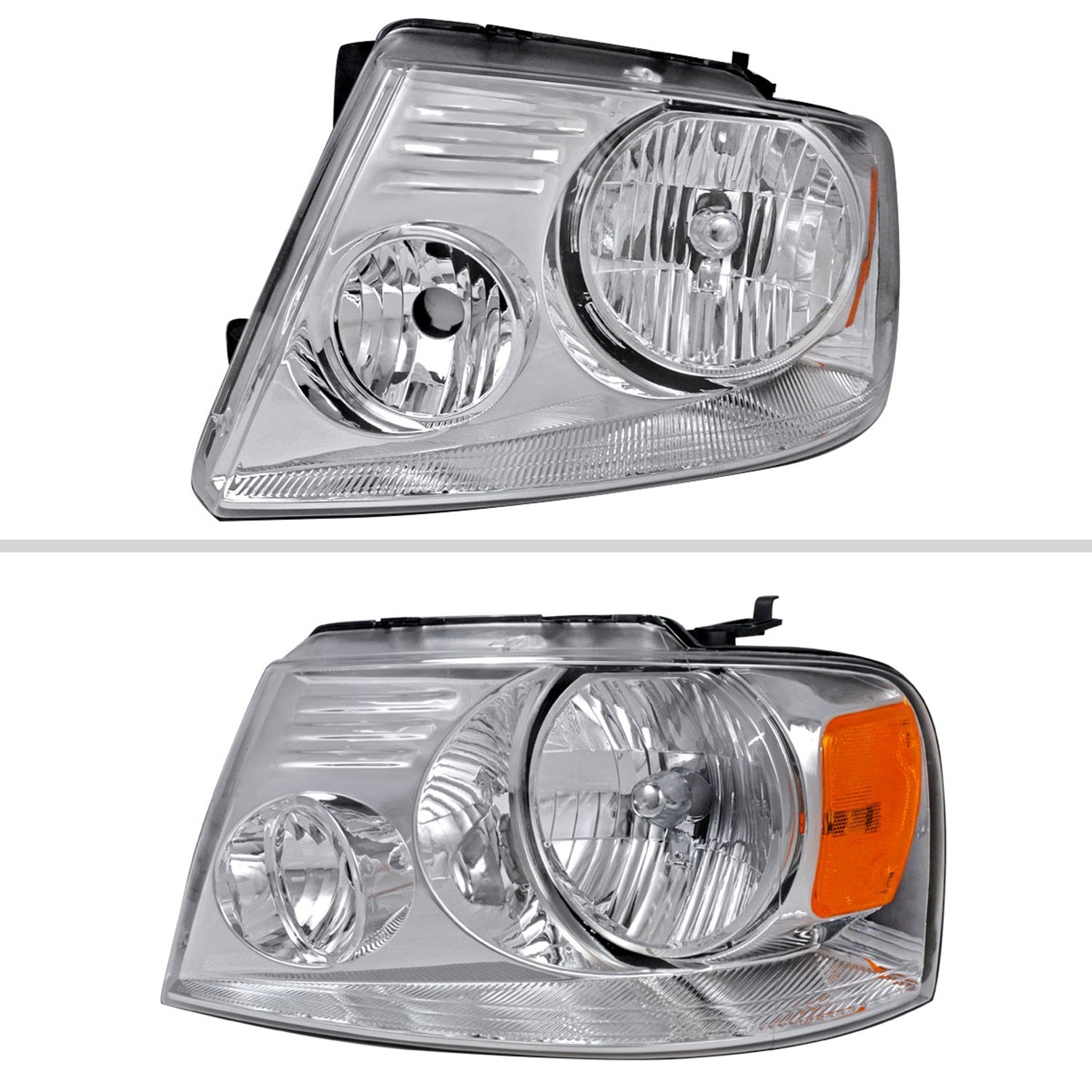 2004-2008 Ford F-150/ Lincoln Mark LT Replacement Headlights Amber & Chrome