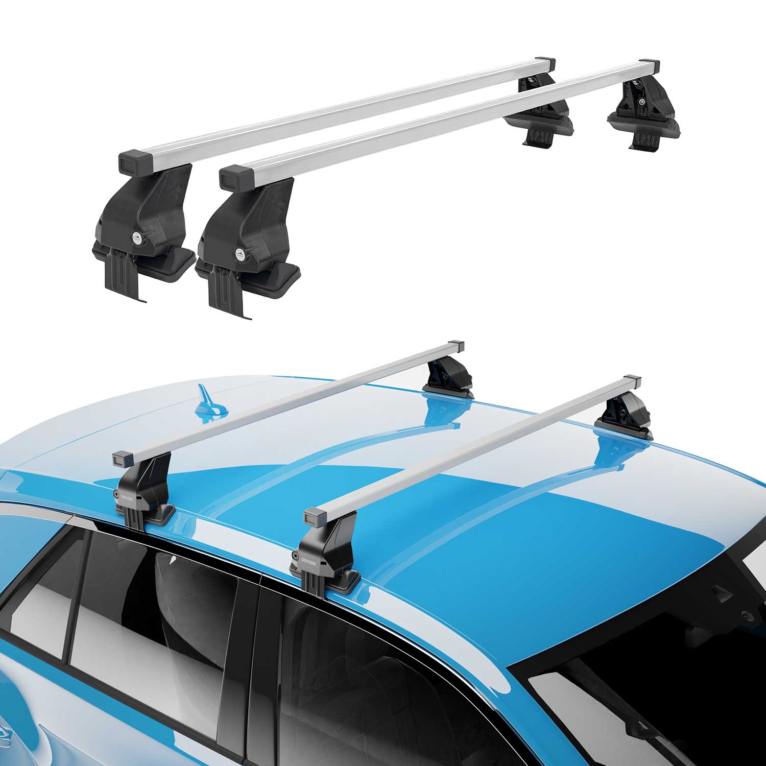 2017-2022 Ford F-250 Crew Cab Roof Rack Cross Bars Silver