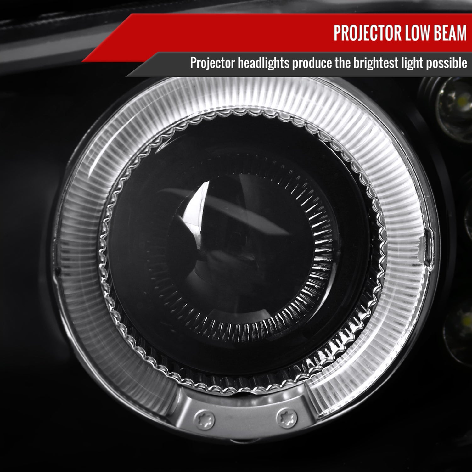 1998-2002 Chevy Camaro Dual Halo Projector Headlights Matte Black/Clear Lens