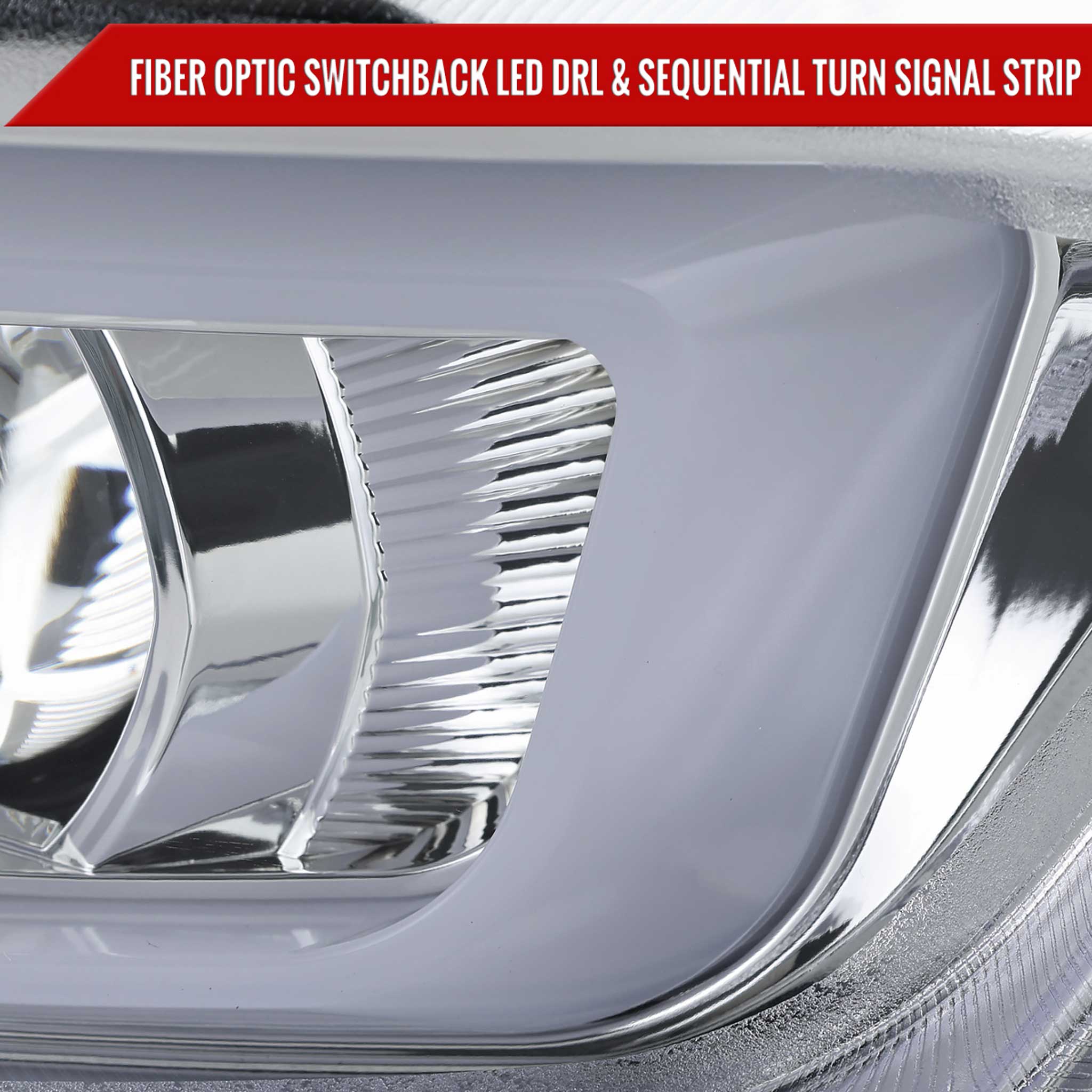 For Chevrolet Camaro 2016-2018 LED Strip Projector Headlights Turn Signal Lights Chrome Housing Clear Lens