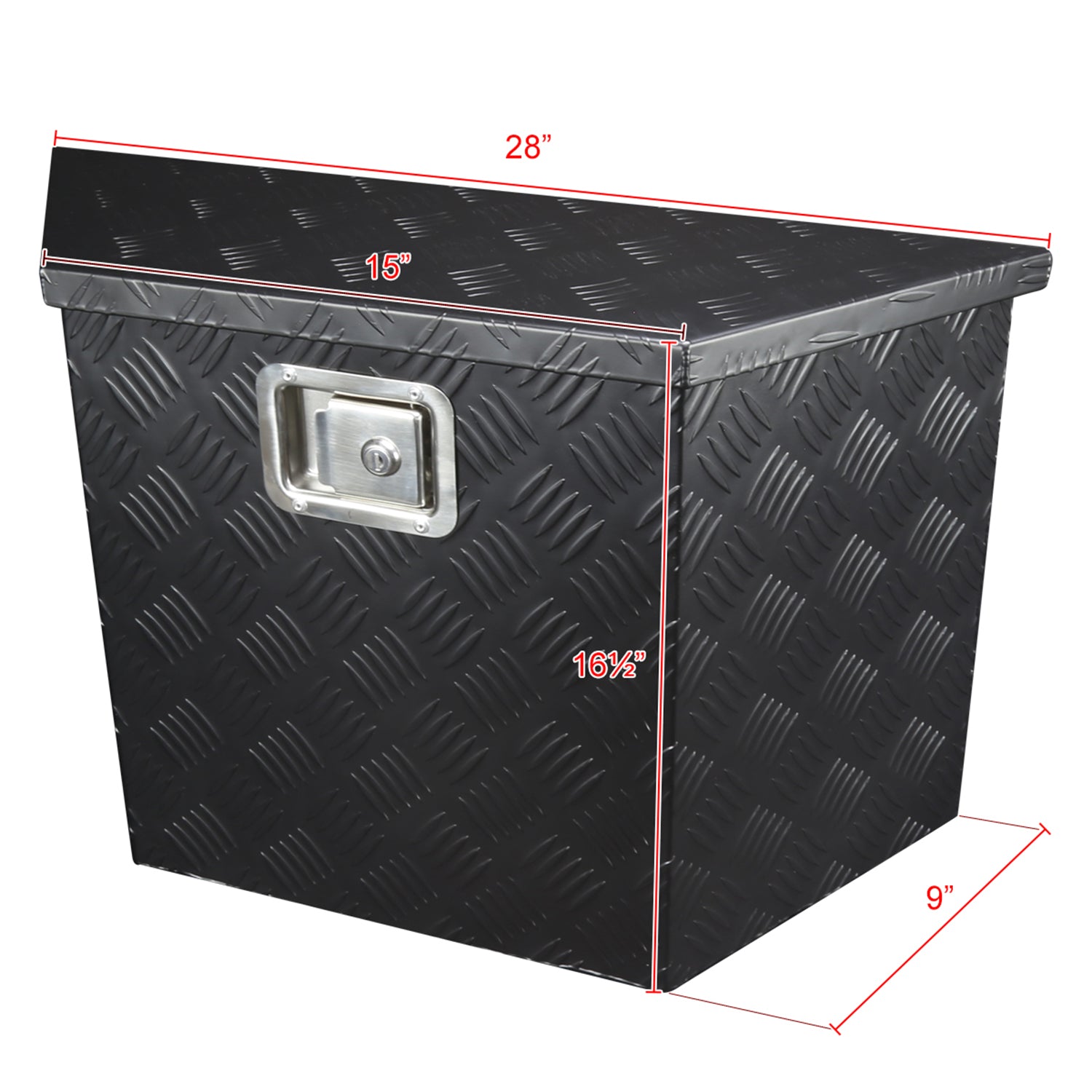 Universal 15~28" Black Heavy Duty Truck Trailer Tongue Tool Box w/ Lock & Keys
