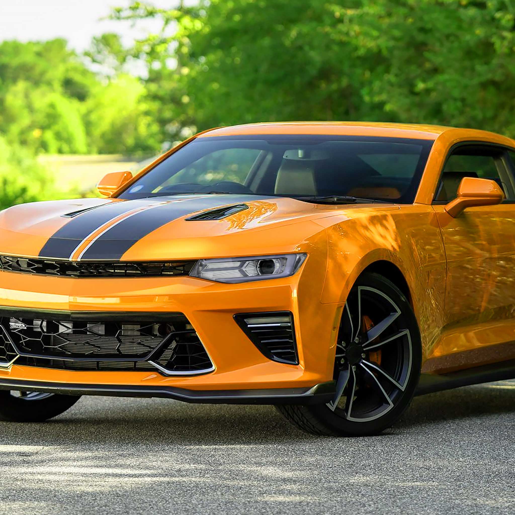 For Chevrolet Camaro 2016-2018 LED Strip Projector Headlights Turn Signal Lights Chrome Housing Clear Lens