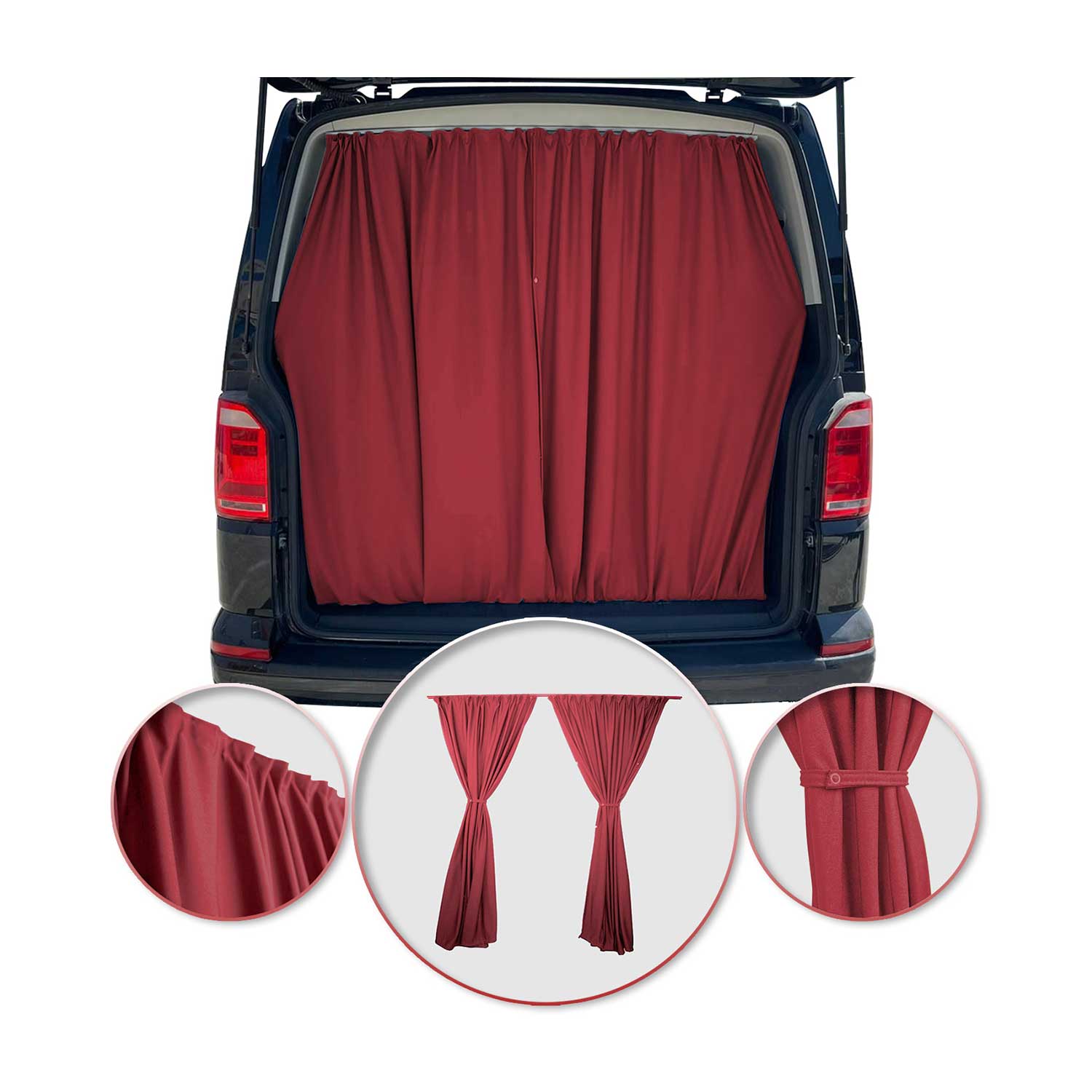 RAM ProMaster City Trunk Tailgate Curtain Red 2 Privacy Curtains