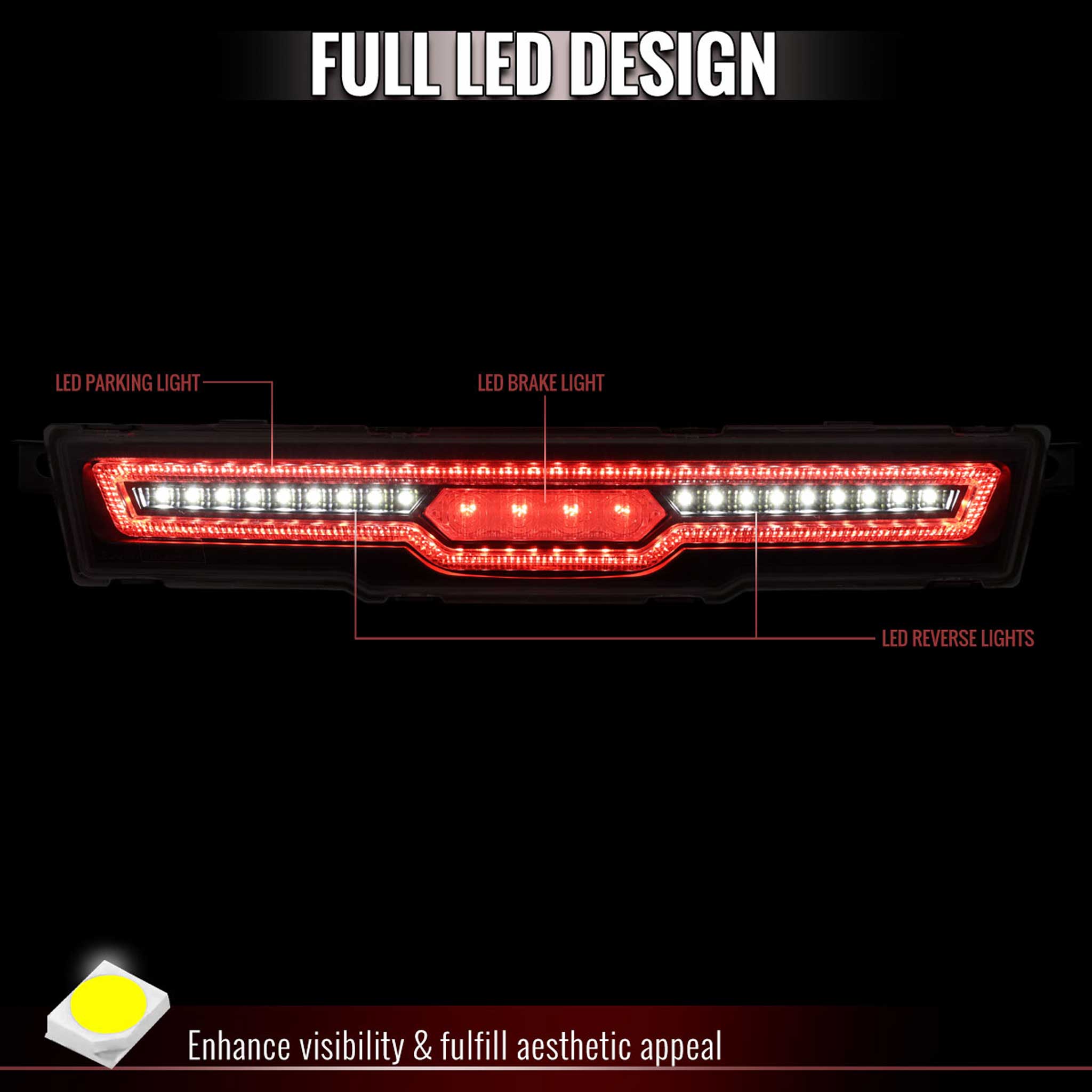 For Toyota GR86 / Subaru BRZ 2022-2024 Rear Bumper Full LED 4th Reverse Tail Brake Light Matte Black Housing Clear Lens