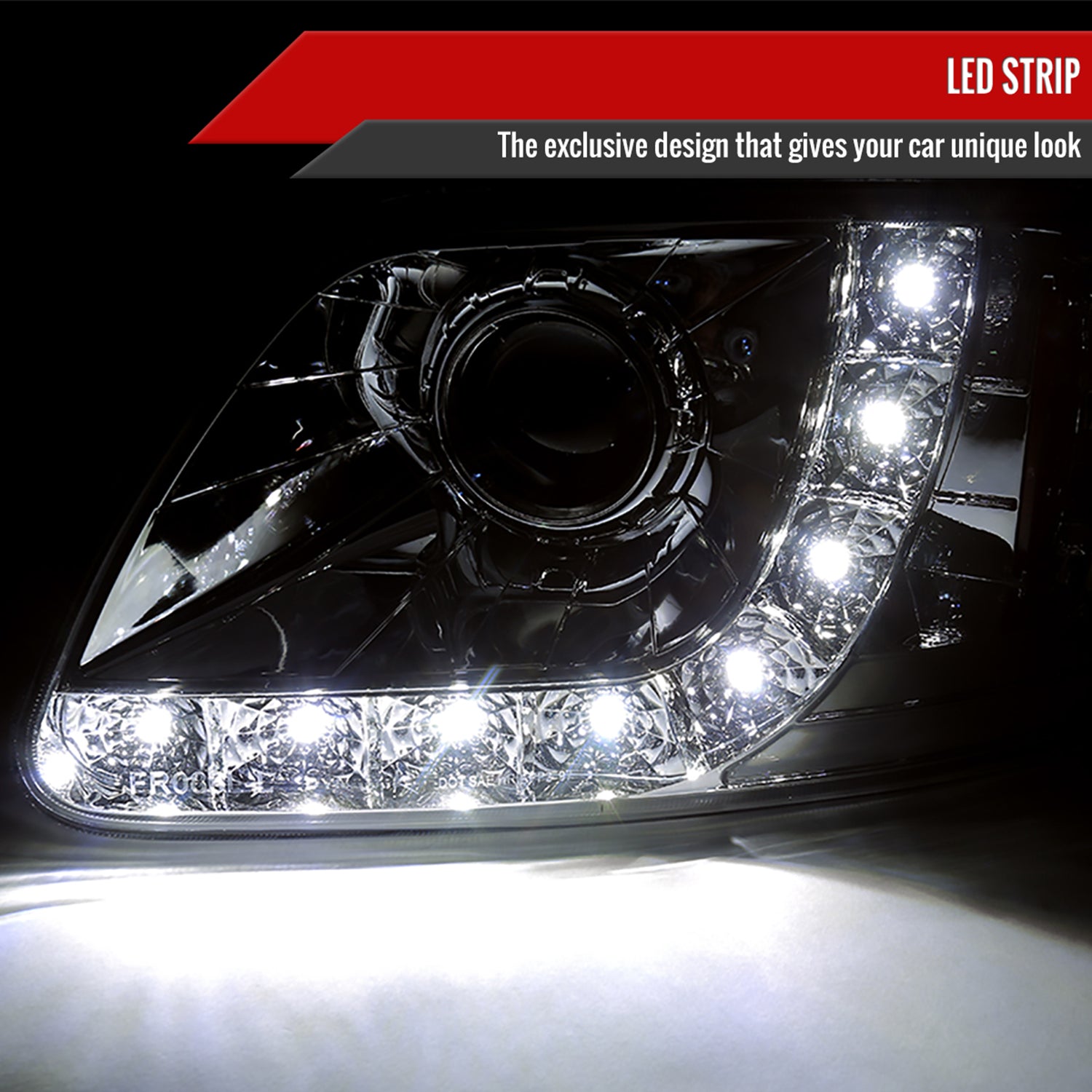 1997-2004 Ford F-150 / 1997-2002 Expedition Projector Headlights SMD LED Chrome