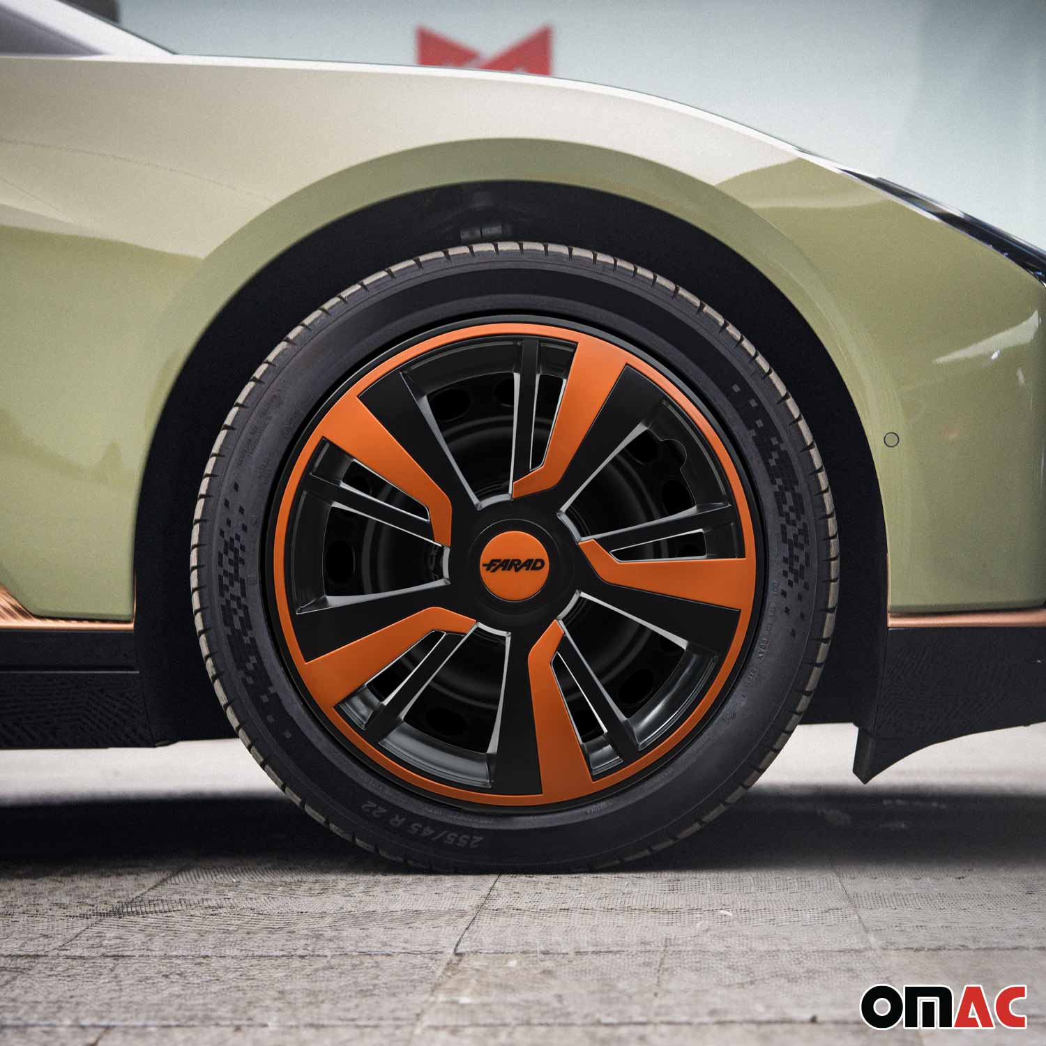 Twintone Hub Caps Wheel Cover 16" Black & Orange Insert Full Set 4 pcs.