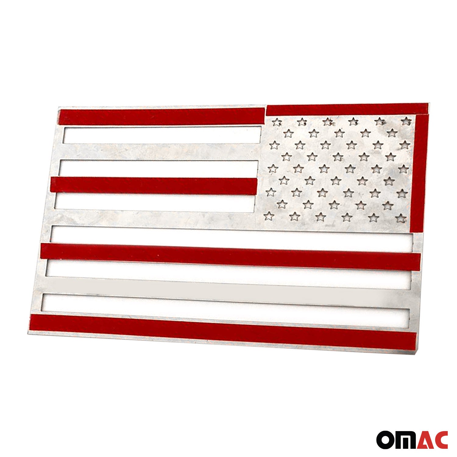US American Flag Emblem 3D S.Steel US Badge Gloss Silver Universal Set 4 Pieces