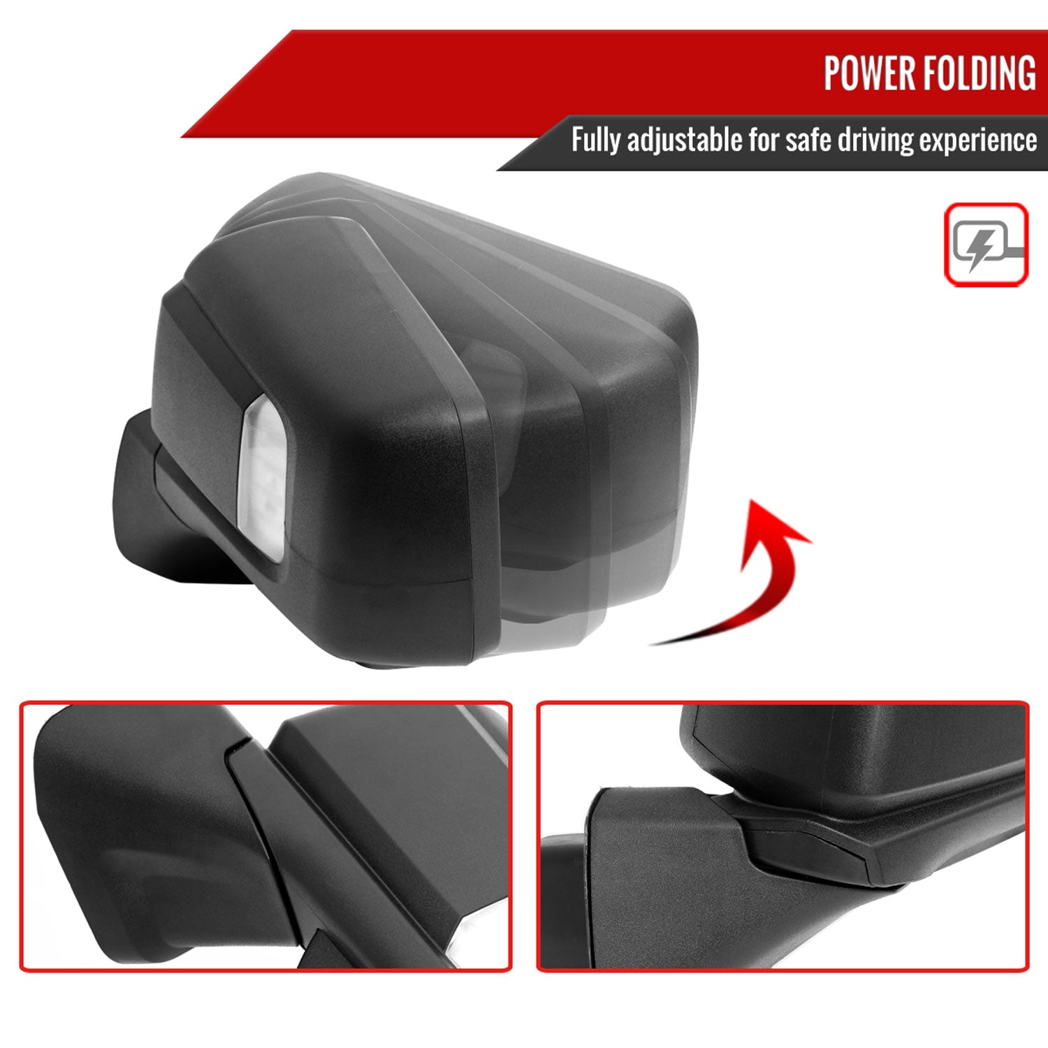 2019-2024 Chevy Silverado 1500 Black Auto-Fold Side Mirror Driver Side