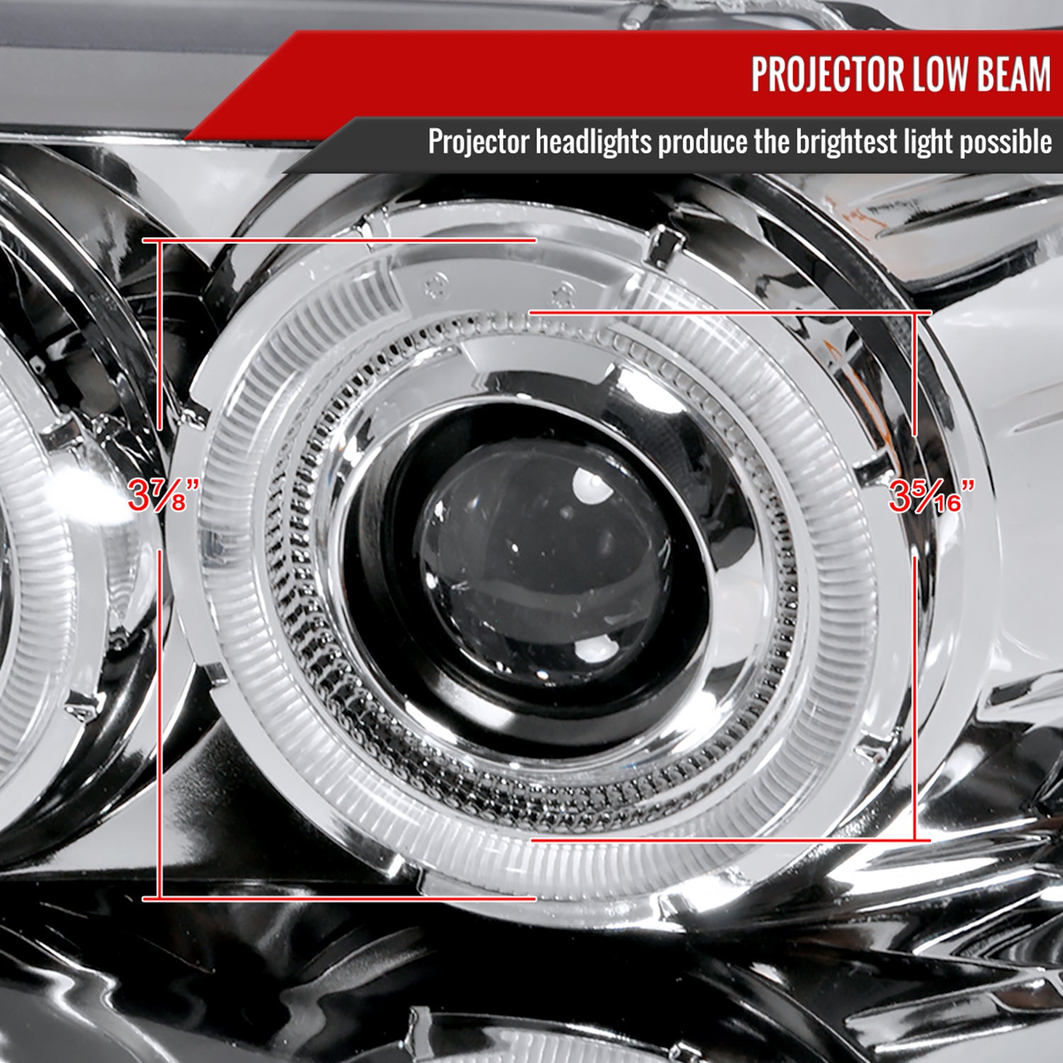 1993-1996 Jeep Grand Cherokee Dual Halo Projector Headlights Chrome/Clear Lens