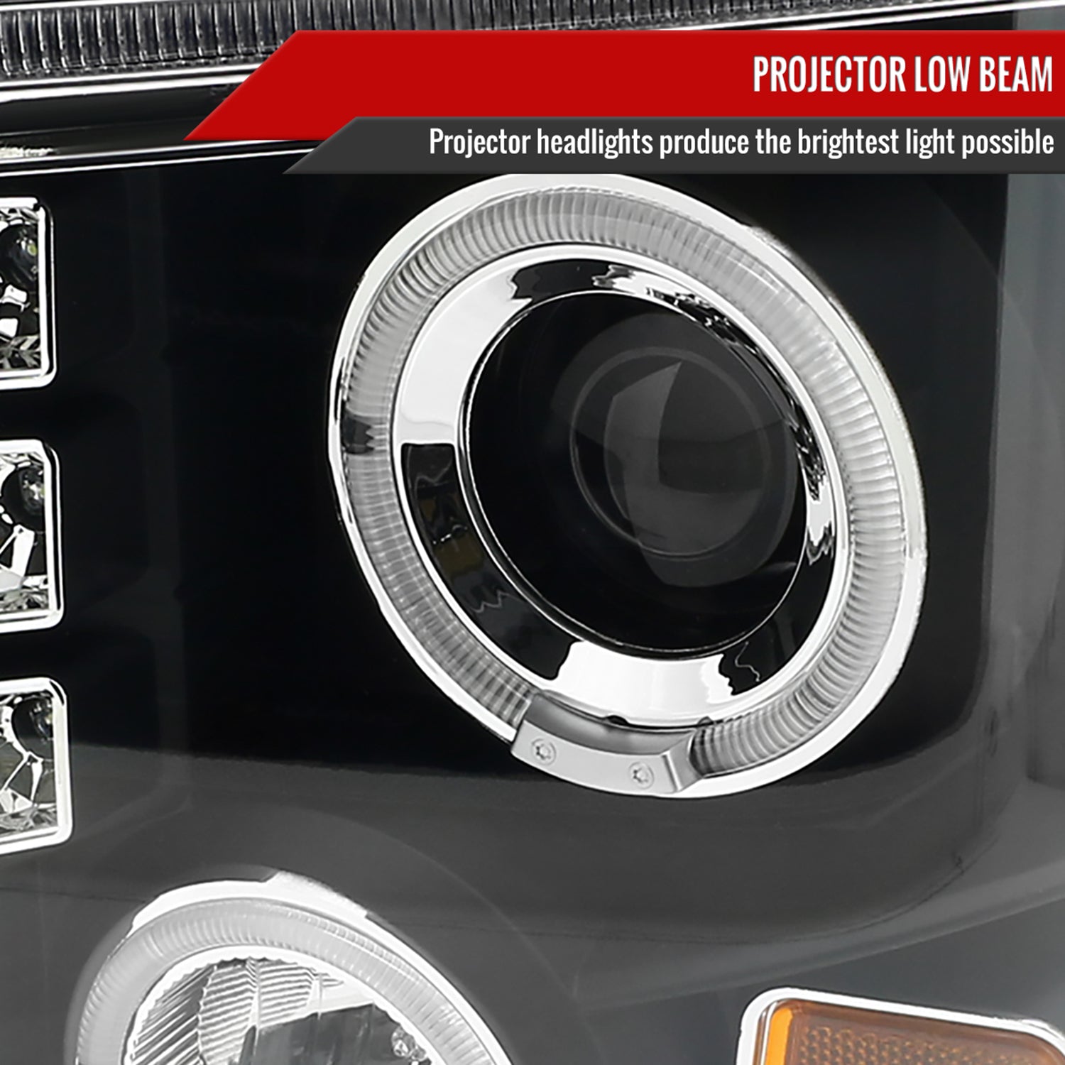 2008-2010 Ford F-250 F-350 F-450 Dual Halo Projector Headlights Matt Black