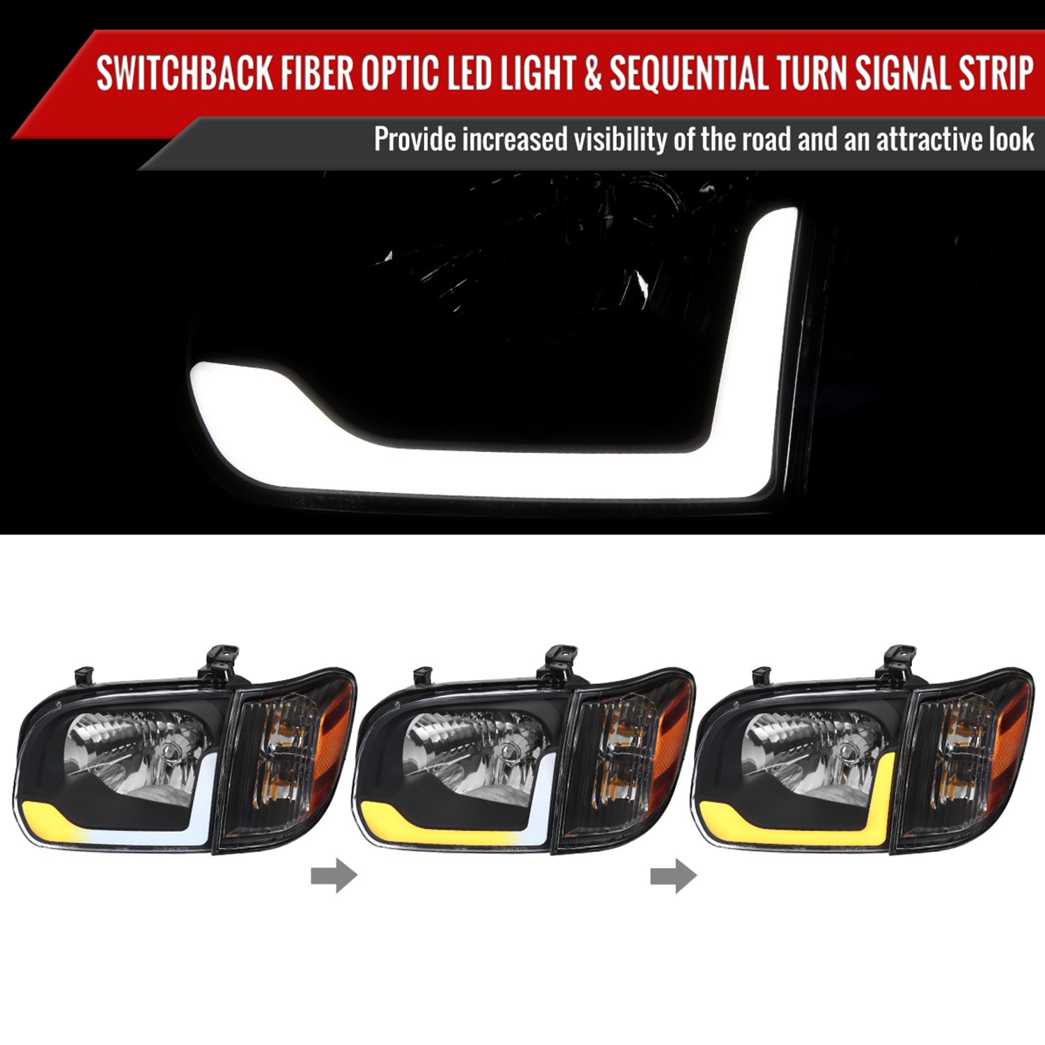 2005-2006 Toyota Tundra/05-2007 Sequoia LED Bar Factory Headlights Corner Lamps
