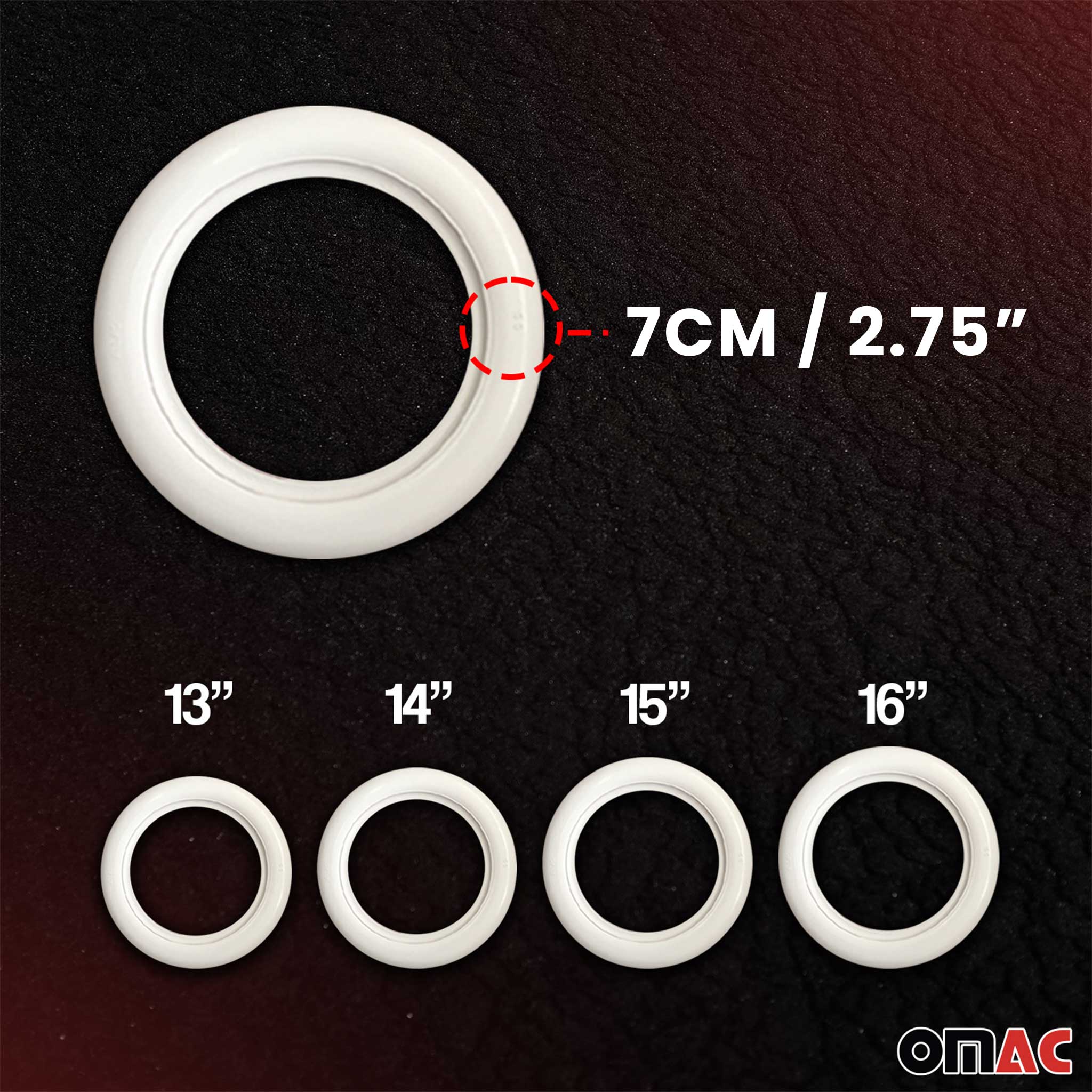 Hyundai 15" Tire Wall Portawall Rims Sidewall Rubber Ring Set White 4x