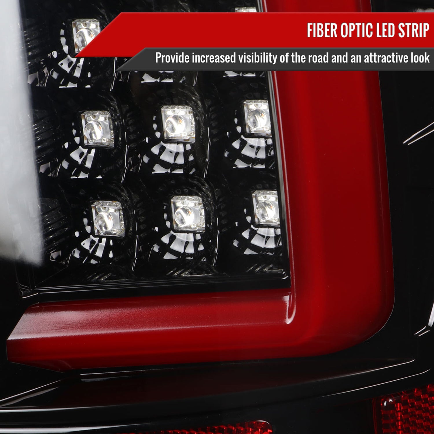 2007-2009 Dodge RAM 1500/2500/3500 Red C-Bar LED Tail Lights Jet Black/Clear