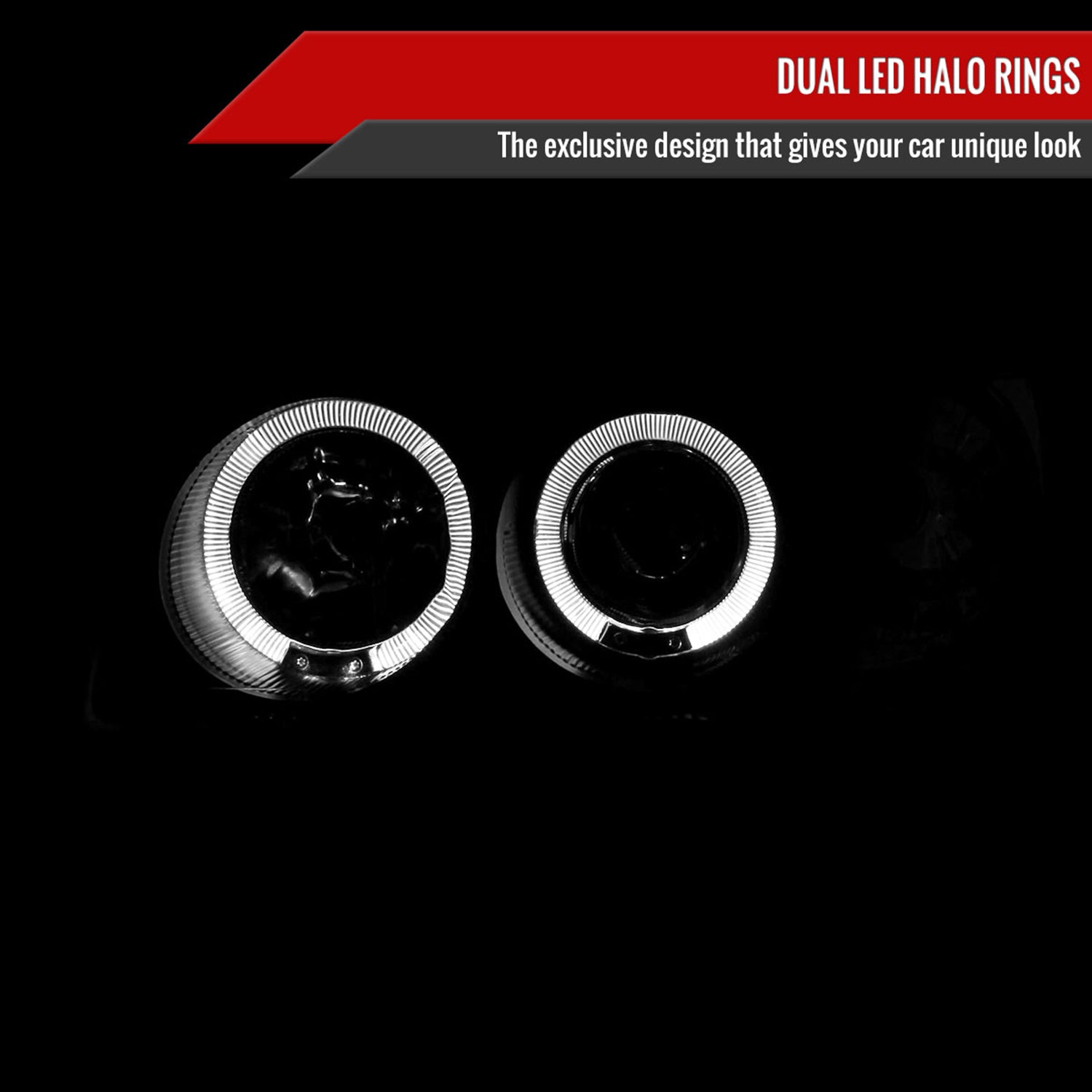 2004-2006 Nissan Sentra Dual Halo Projector Headlights Matte Black/Clear Lens