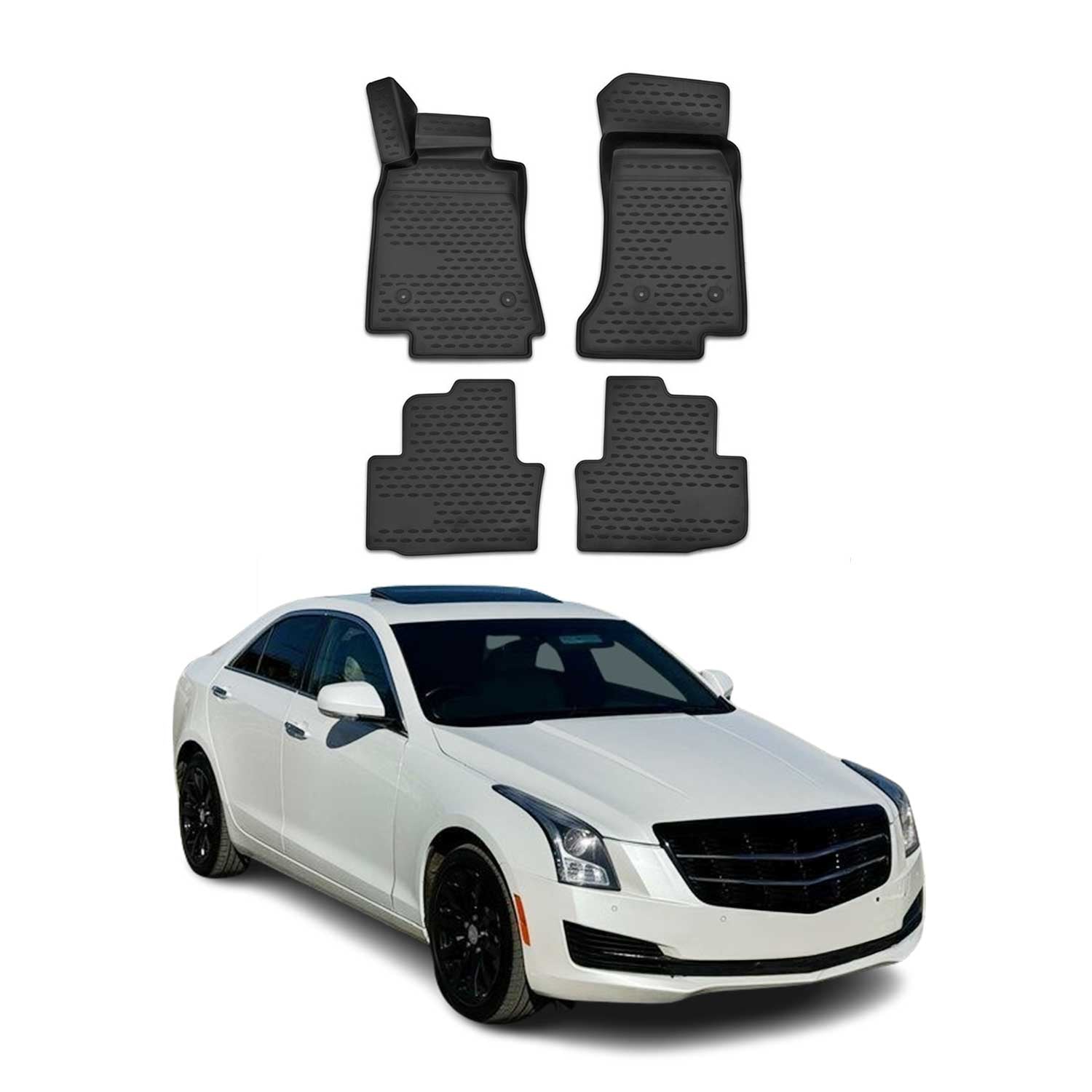 2013-2019 Cadillac ATS Sedan Floor Mats Liners Full Set All Weather