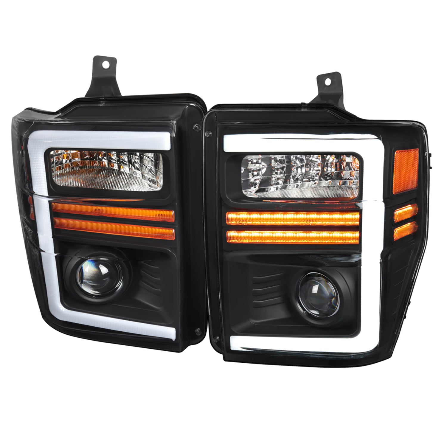 2008-2010 Ford F-250/350/450/550 Super Duty Headlights LED Signal Black