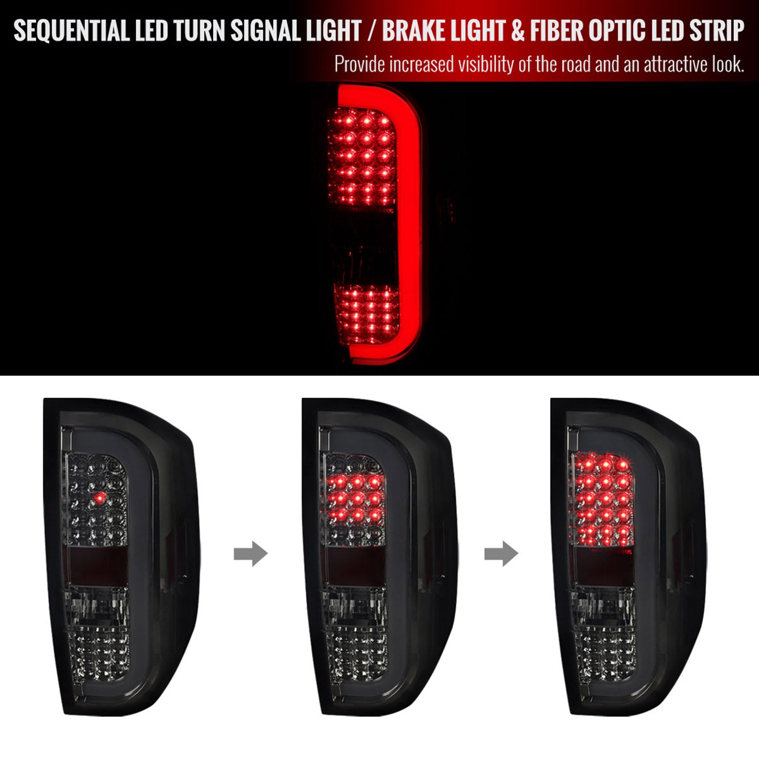 2014-2021 Toyota Tundra Sequential LED Tail Lights Chrome Housing/Smoke Lens