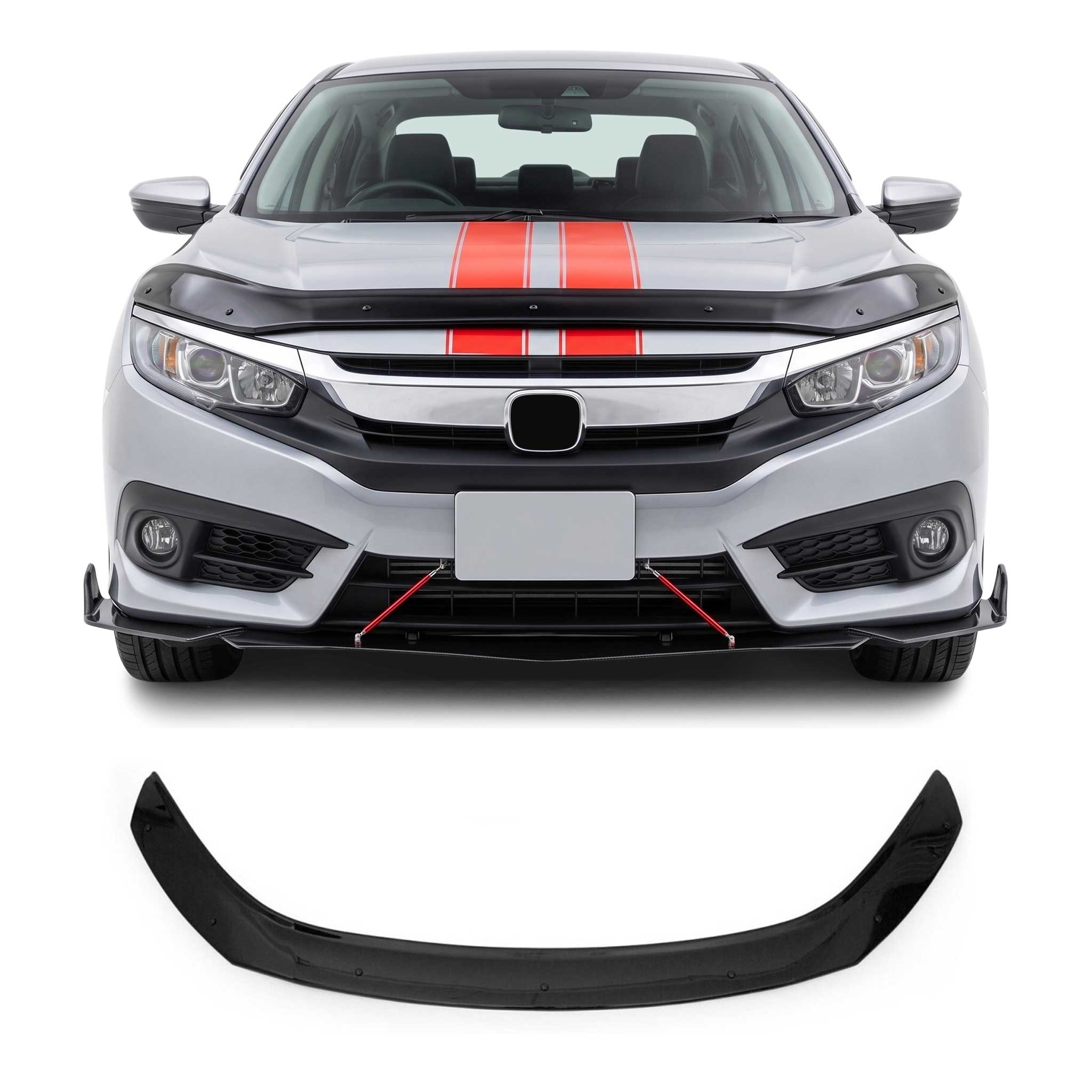 2016-2021 Honda Civic Front Bug Shield Hood Deflector 1 Pc Smoke