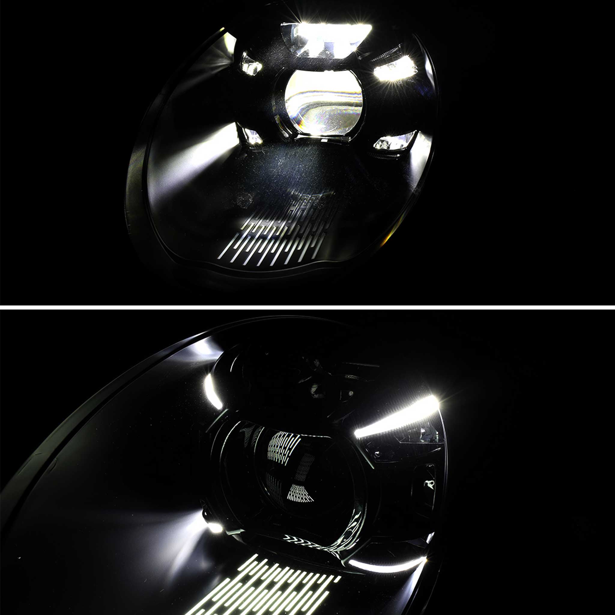 For Porsche 911 997.1 2005-2008 LED Projector DRL Headlights Matte Black Housing Glossy Black Accents Clear Lens