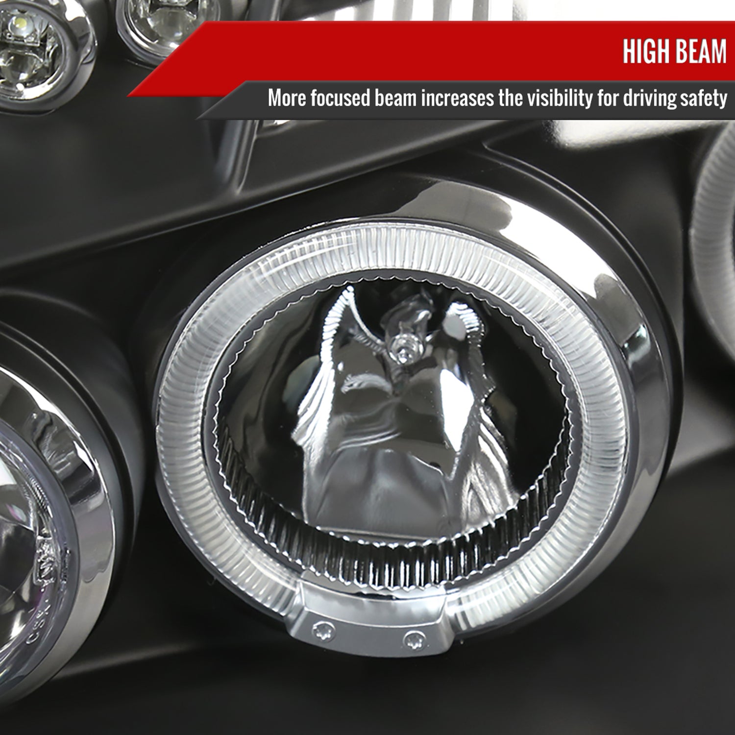 2005-2007 Dodge Magnum Dual Halo Projector Headlights Matte Black/Clear Lens