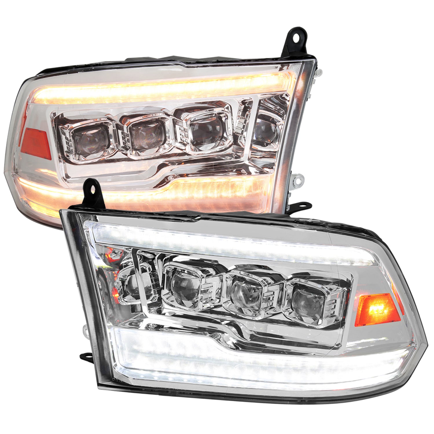 2009-2018 Dodge RAM 1500 / RAM 2500 3500 Full LED Switchback Headlights Chrome